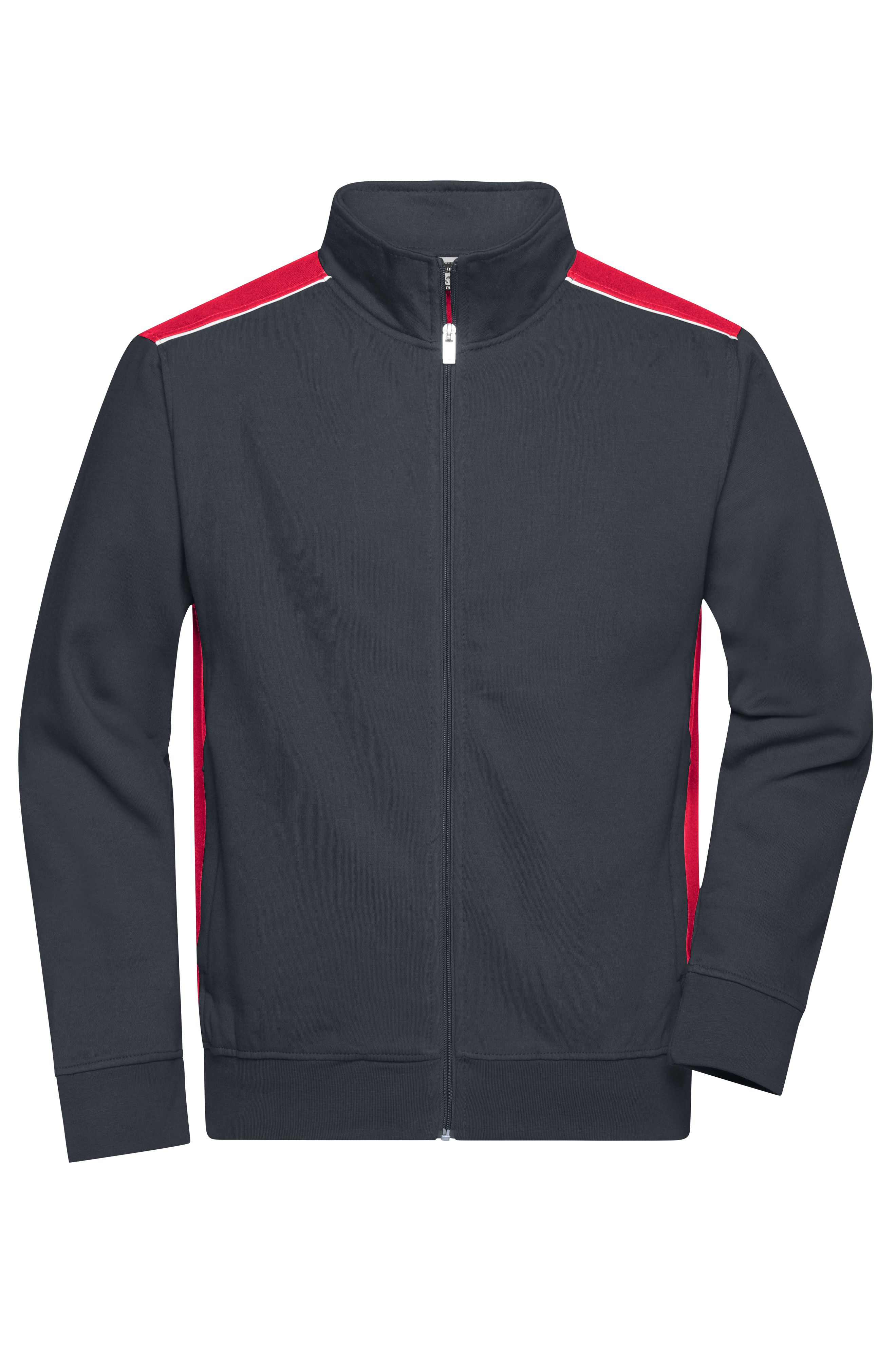 Men's Workwear Sweat Jacket - COLOR - JN870 Sweat-Jacke mit Stehkragen und Kontrasteinsätzen