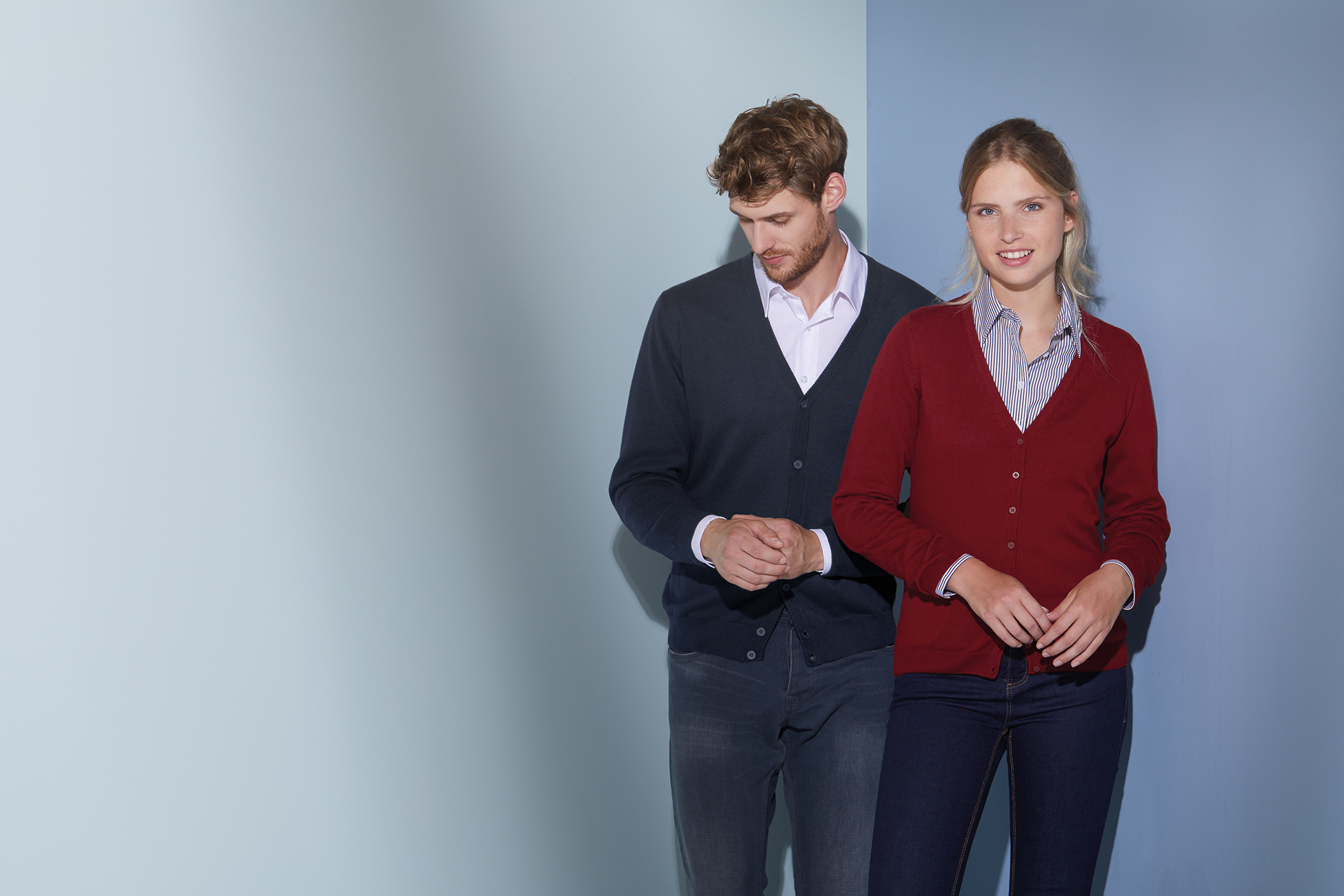 Men's V-Neck Cardigan JN661 Klassische Baumwoll-Strickjacke