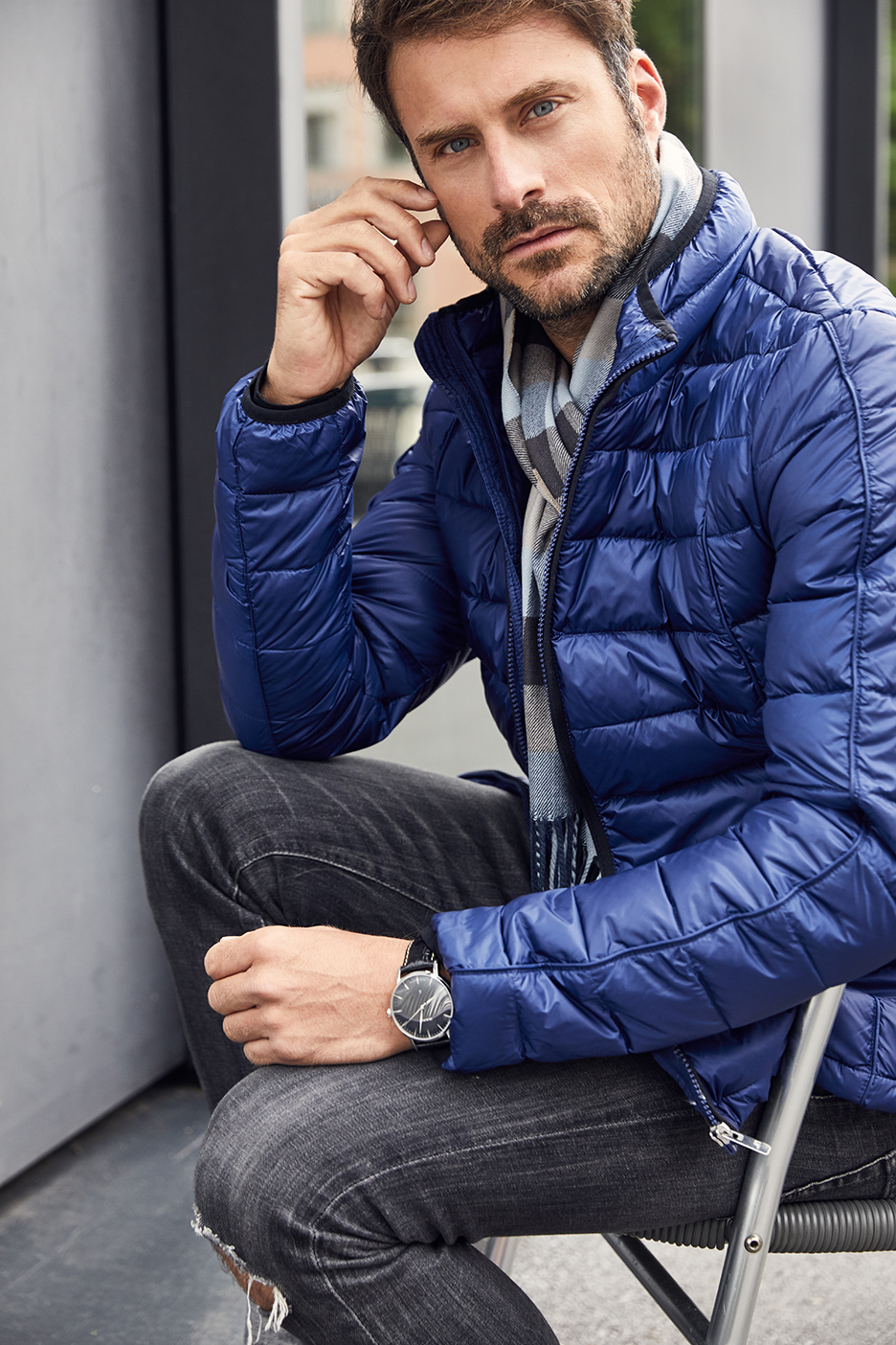 Men's Quilted Down Jacket JN1082 Sportliche Daunenjacke mit Stehkragen