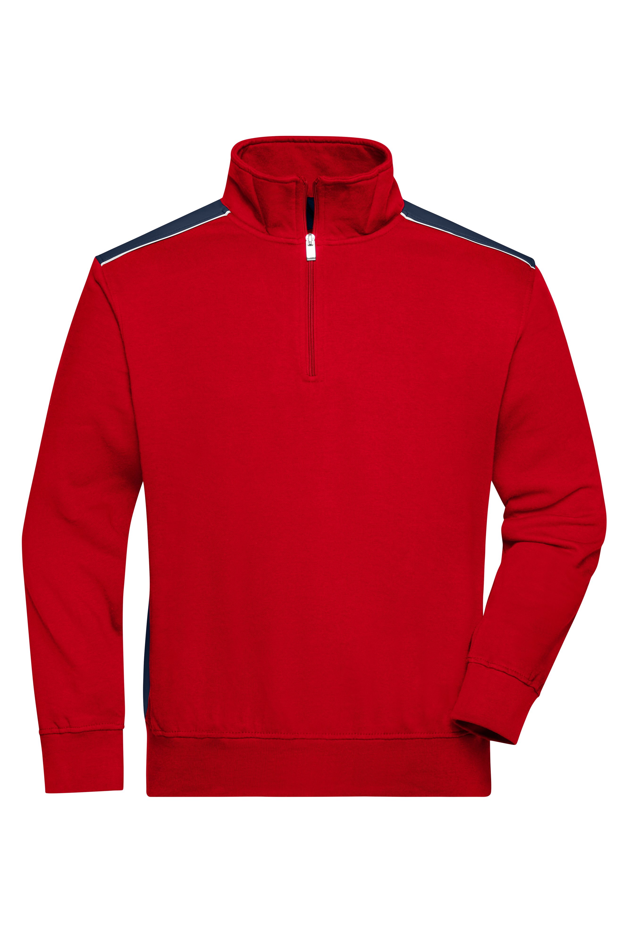 Workwear Half-Zip Sweat - COLOR - JN868 Sweatshirt mit Stehkragen, Reißverschluss und Kontrasteinsätzen