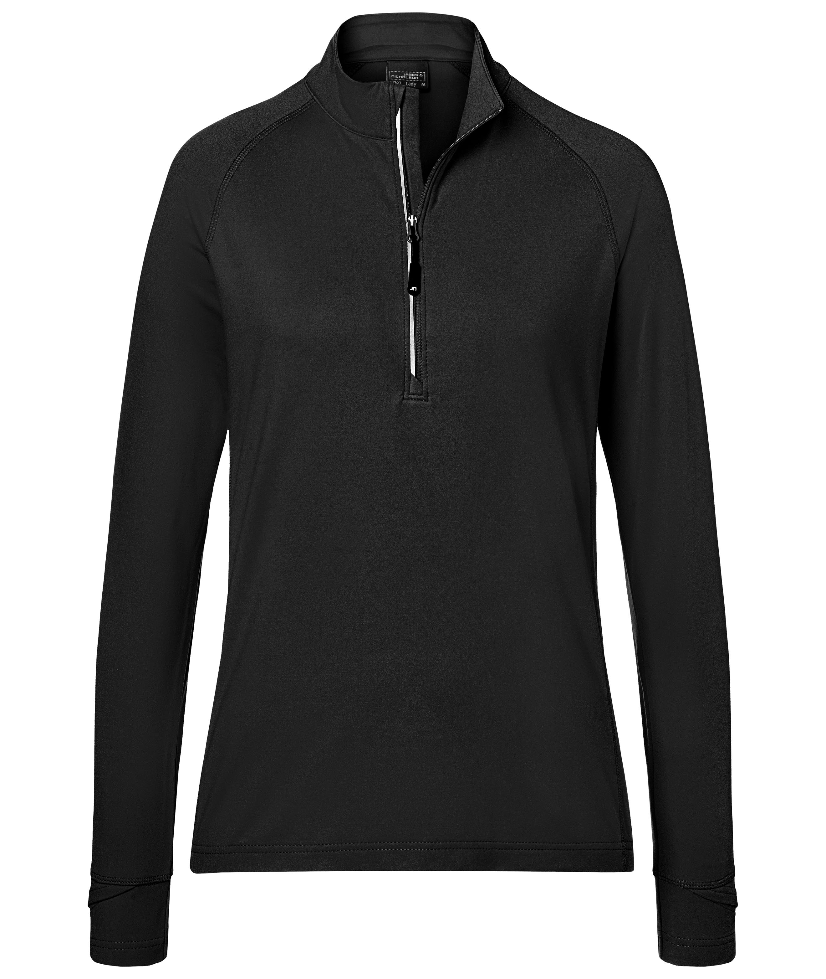 Ladies' Sports  Shirt Half-Zip JN787 Langarm-Shirt mit Reißverschluss für Sport und Freizeit