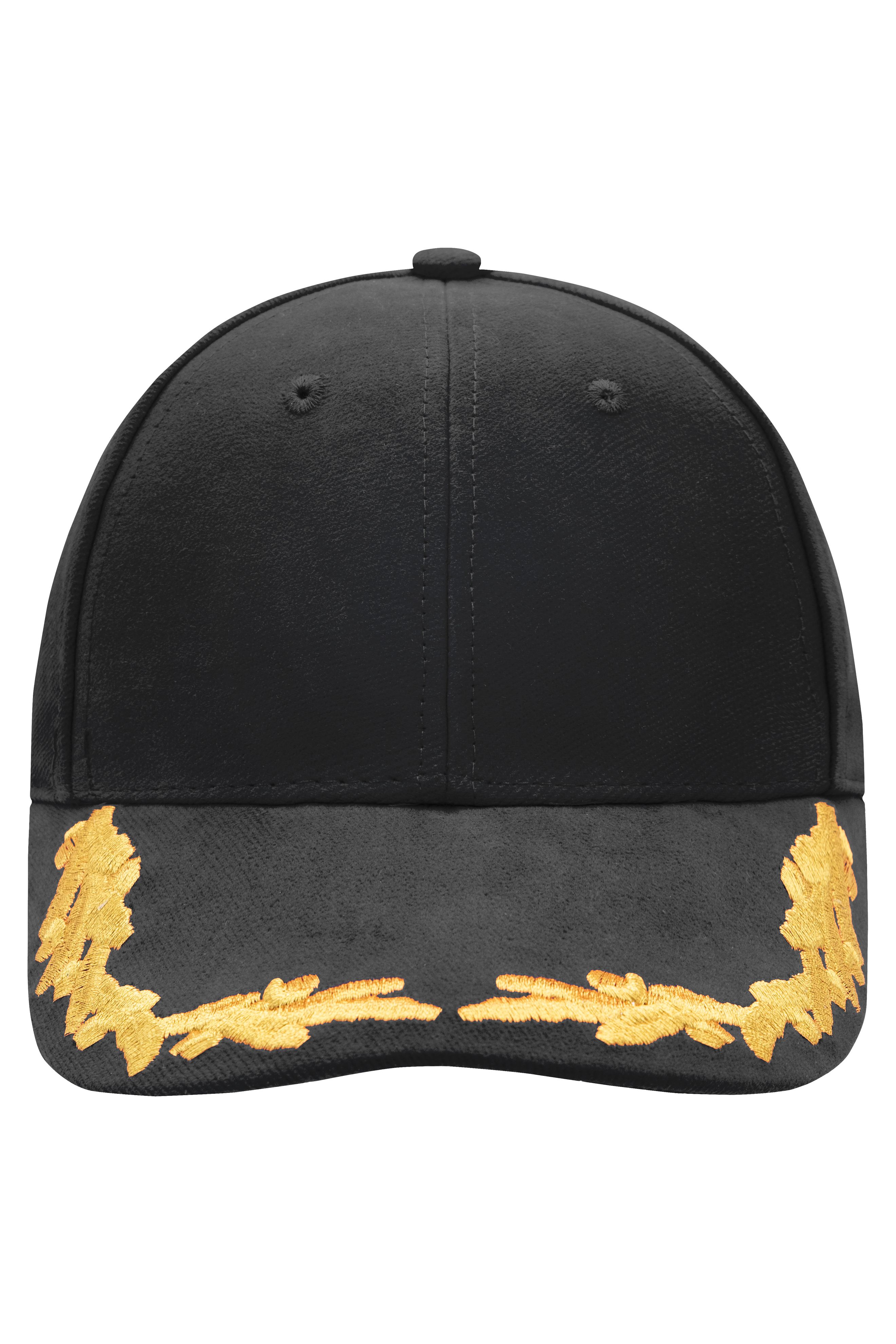 6 Panel VIP Cap MB6121 Extravagantes Cap mit Eichenlaub-Stickerei in Lurex auf dem Schild