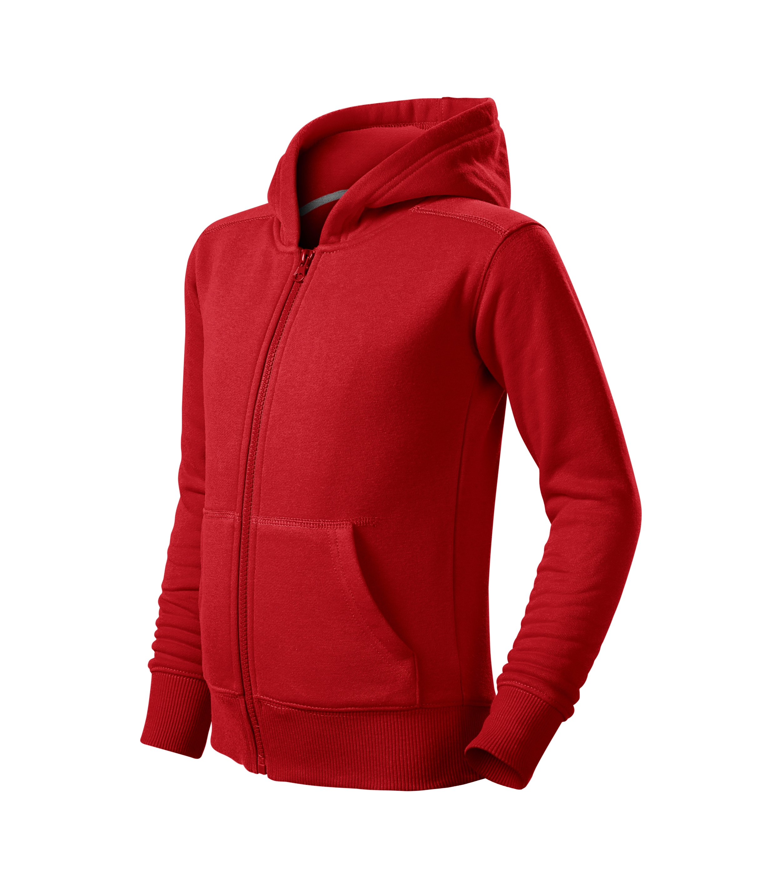 Sweatjacke Kinder - TRENDY ZIPPER 412 - gerader Schnitt mit Seitennähten, Kapuze mit Innenfutter und aufgesetzte Kängurutaschen