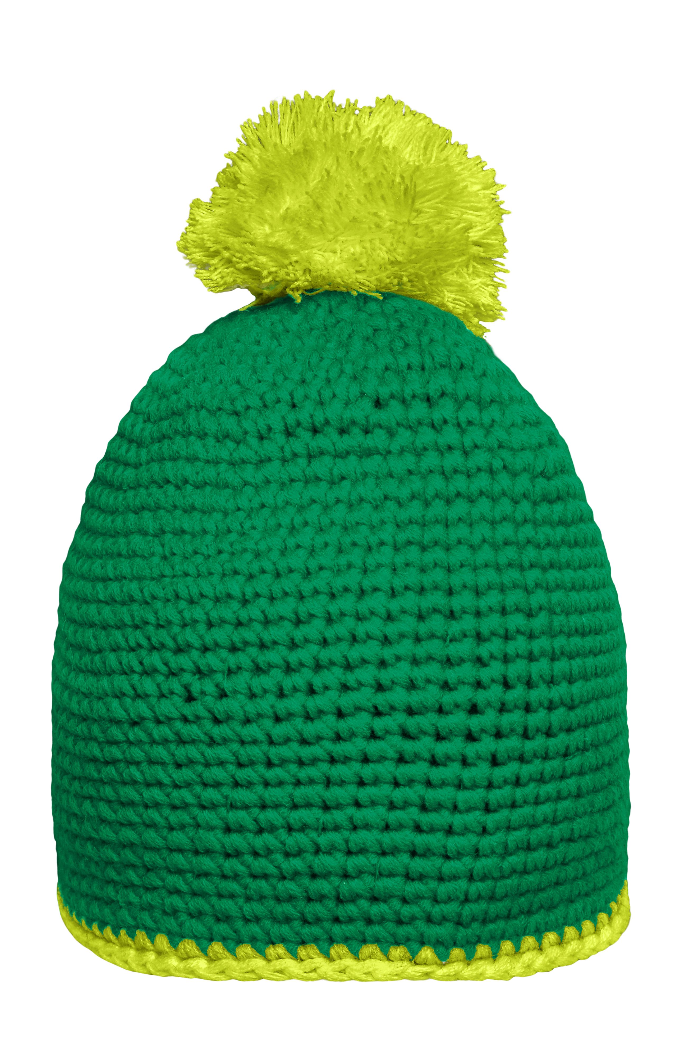 Pompon Hat with Contrast Stripe MB7964 Häkelmütze mit Kontrastrand und Pompon
