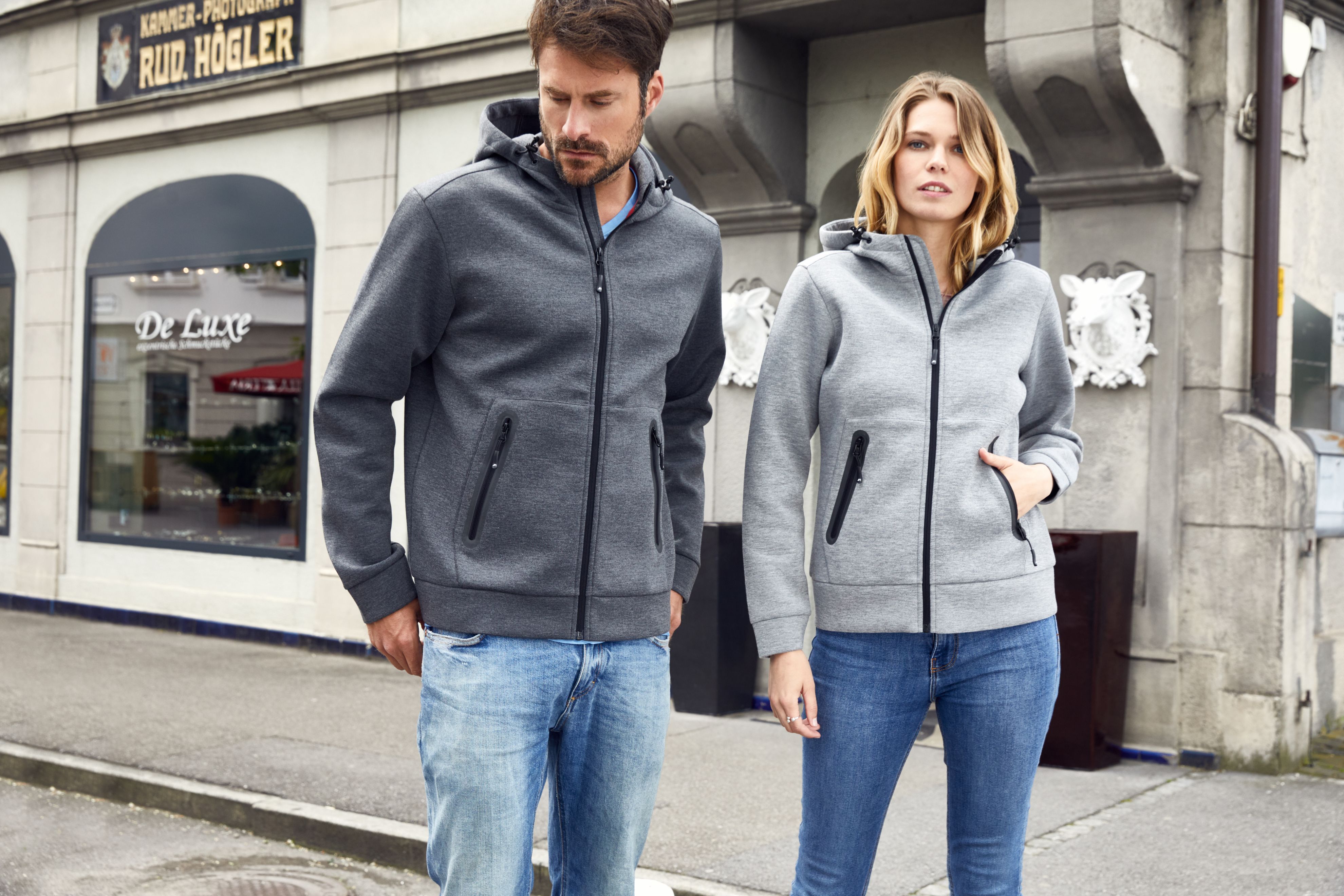 Men's Hooded Jacket JN1144 Kapuzenjacke mit modischen Details in Melange Optik