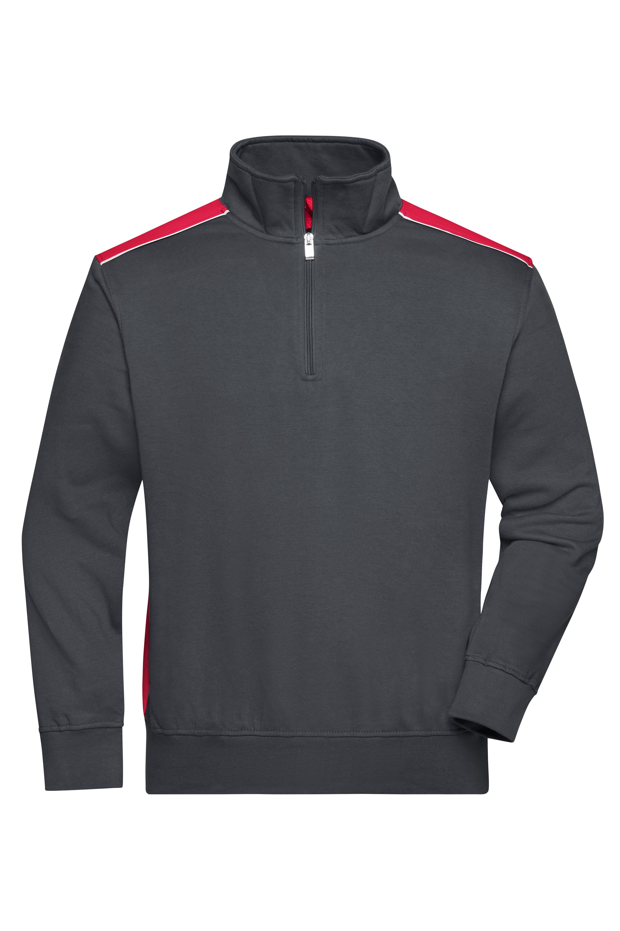 Workwear Half-Zip Sweat - COLOR - JN868 Sweatshirt mit Stehkragen, Reißverschluss und Kontrasteinsätzen
