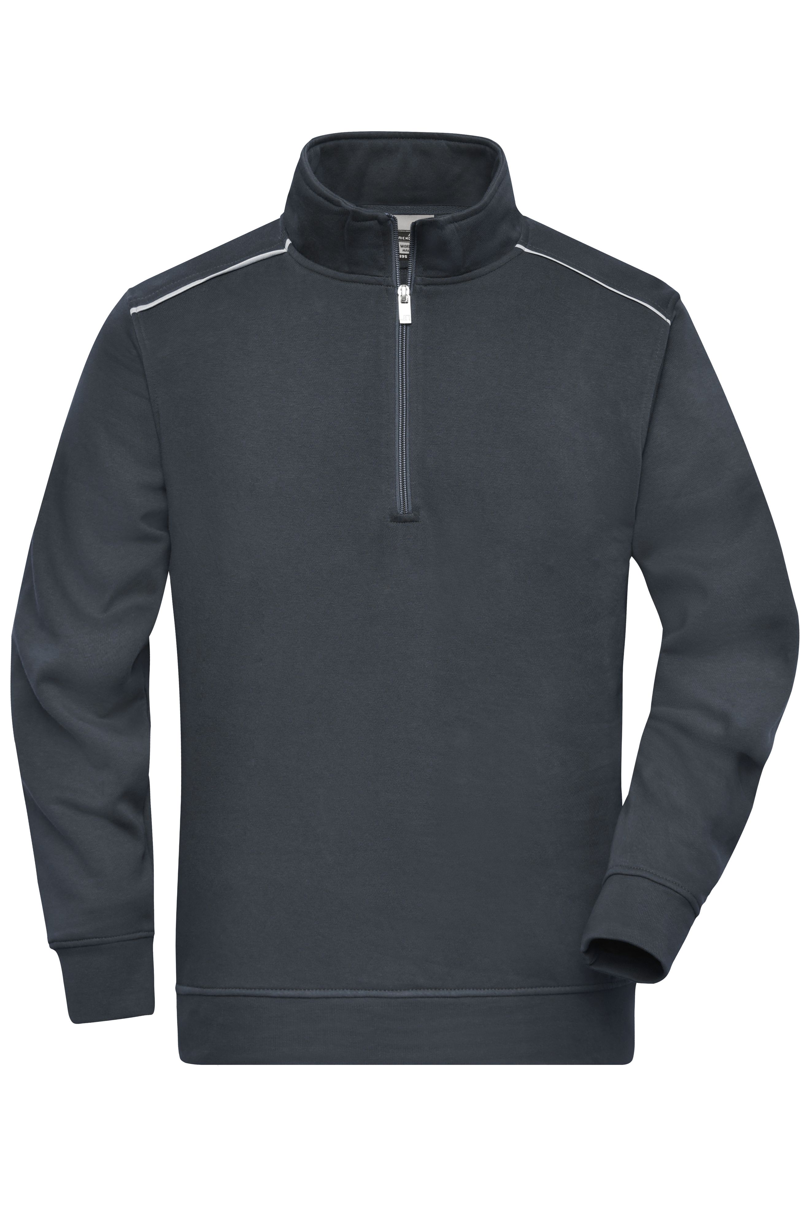Workwear Half-Zip Sweat - SOLID - JN895 Sweatshirt mit Stehkragen, Reißverschluss und Kontrastpaspel