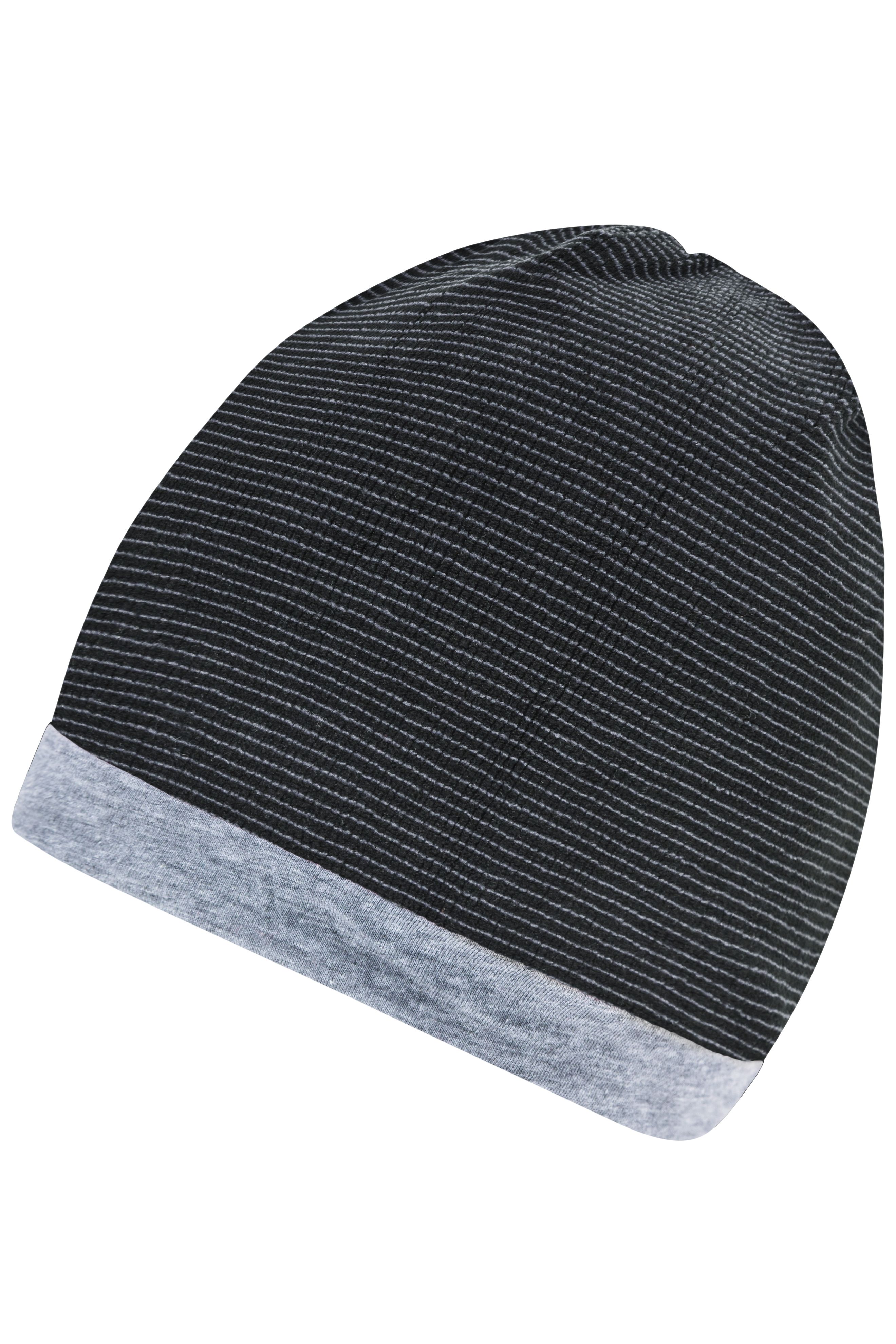 Structured Beanie MB7127 Stretchfleece-Mütze mit Kontrastabschluss