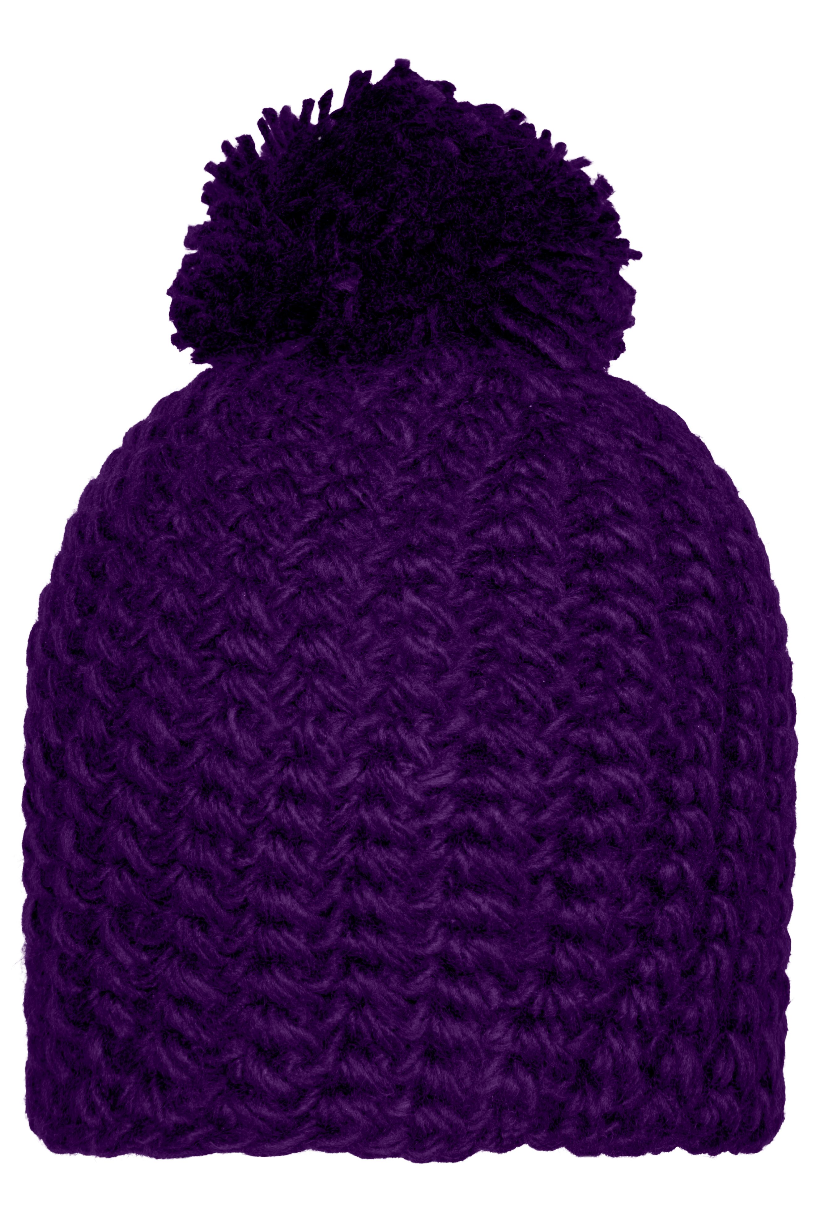 Unicoloured Crocheted Cap with Pompon MB7939 Häkelmütze mit Pompon