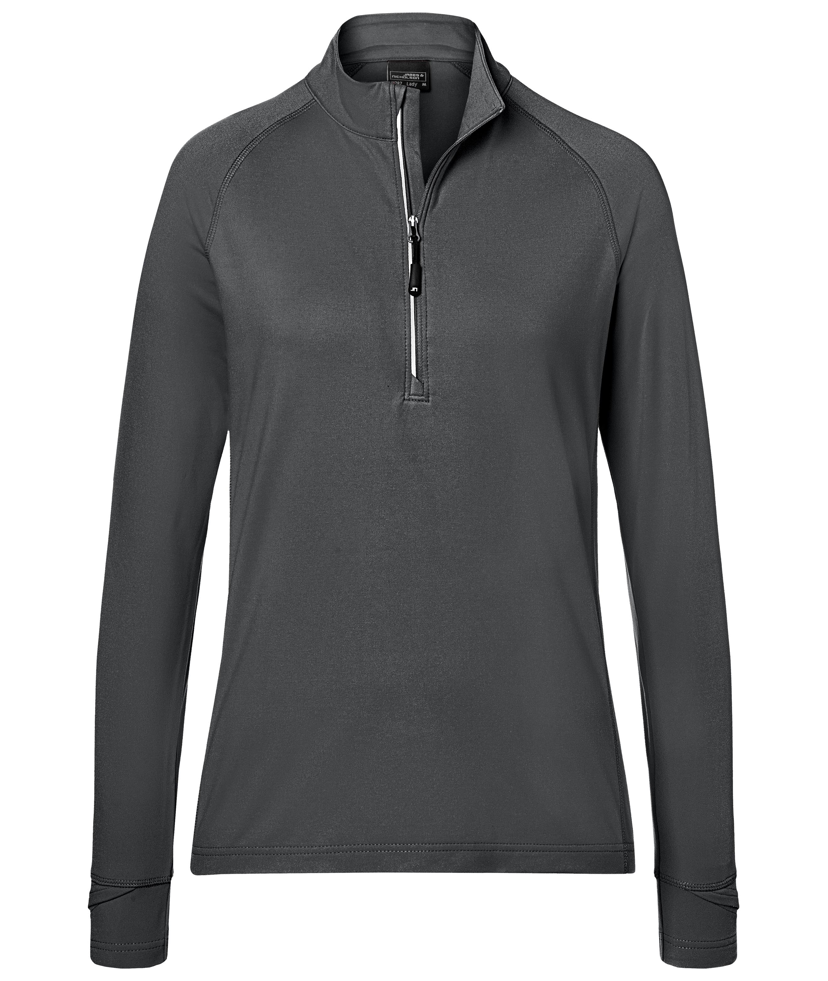 Ladies' Sports  Shirt Half-Zip JN787 Langarm-Shirt mit Reißverschluss für Sport und Freizeit