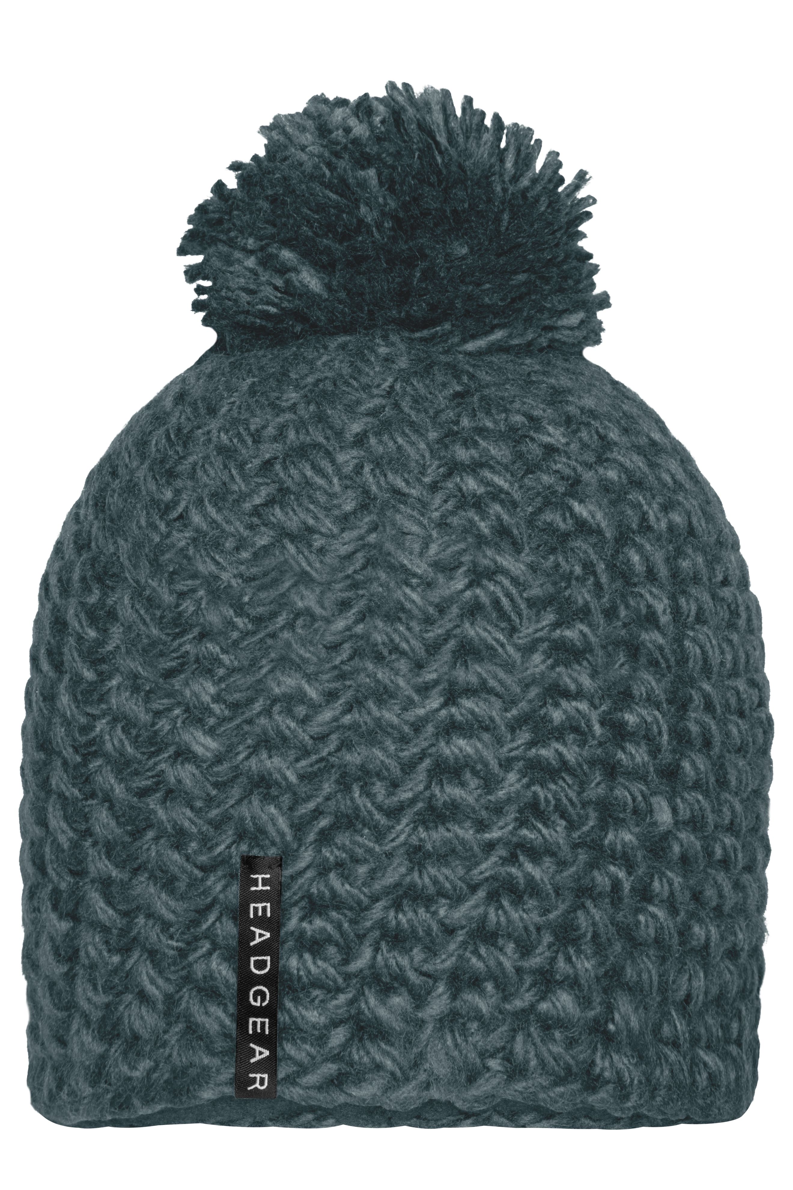 Unicoloured Crocheted Cap with Pompon MB7939 Häkelmütze mit Pompon