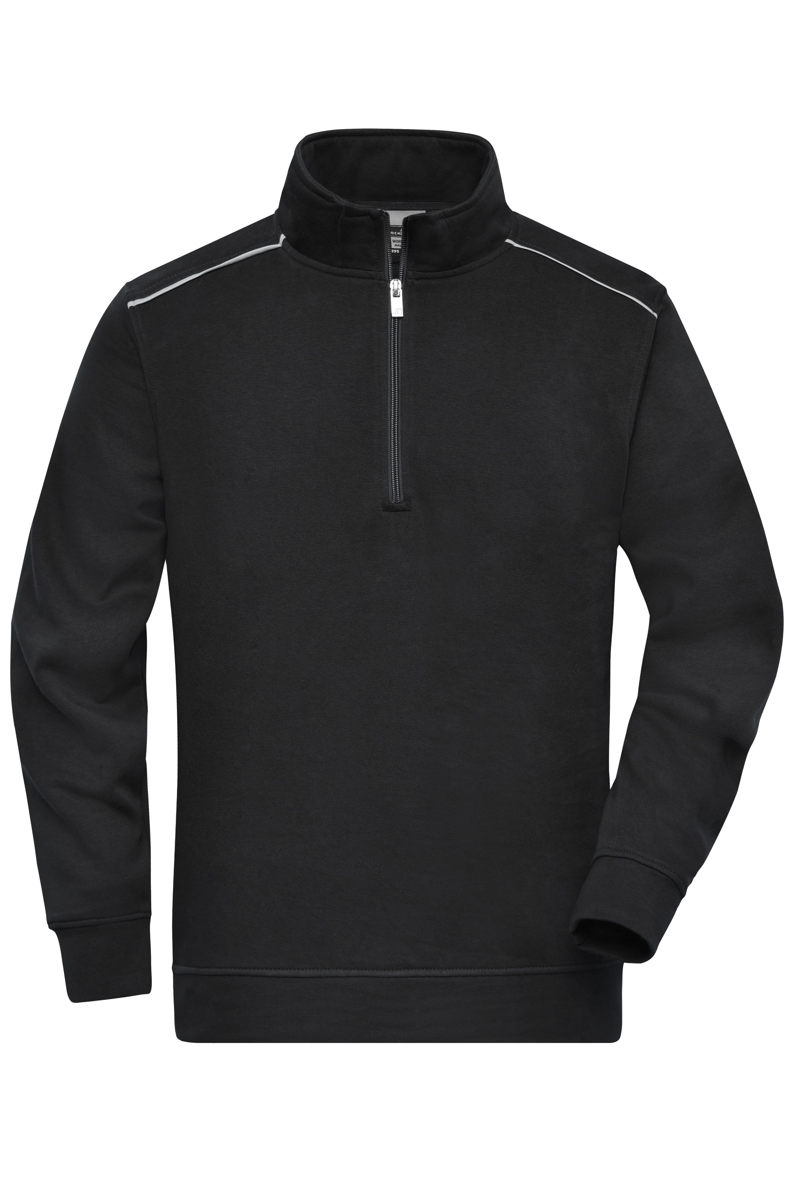 Workwear Half-Zip Sweat - SOLID - JN895 Sweatshirt mit Stehkragen, Reißverschluss und Kontrastpaspel