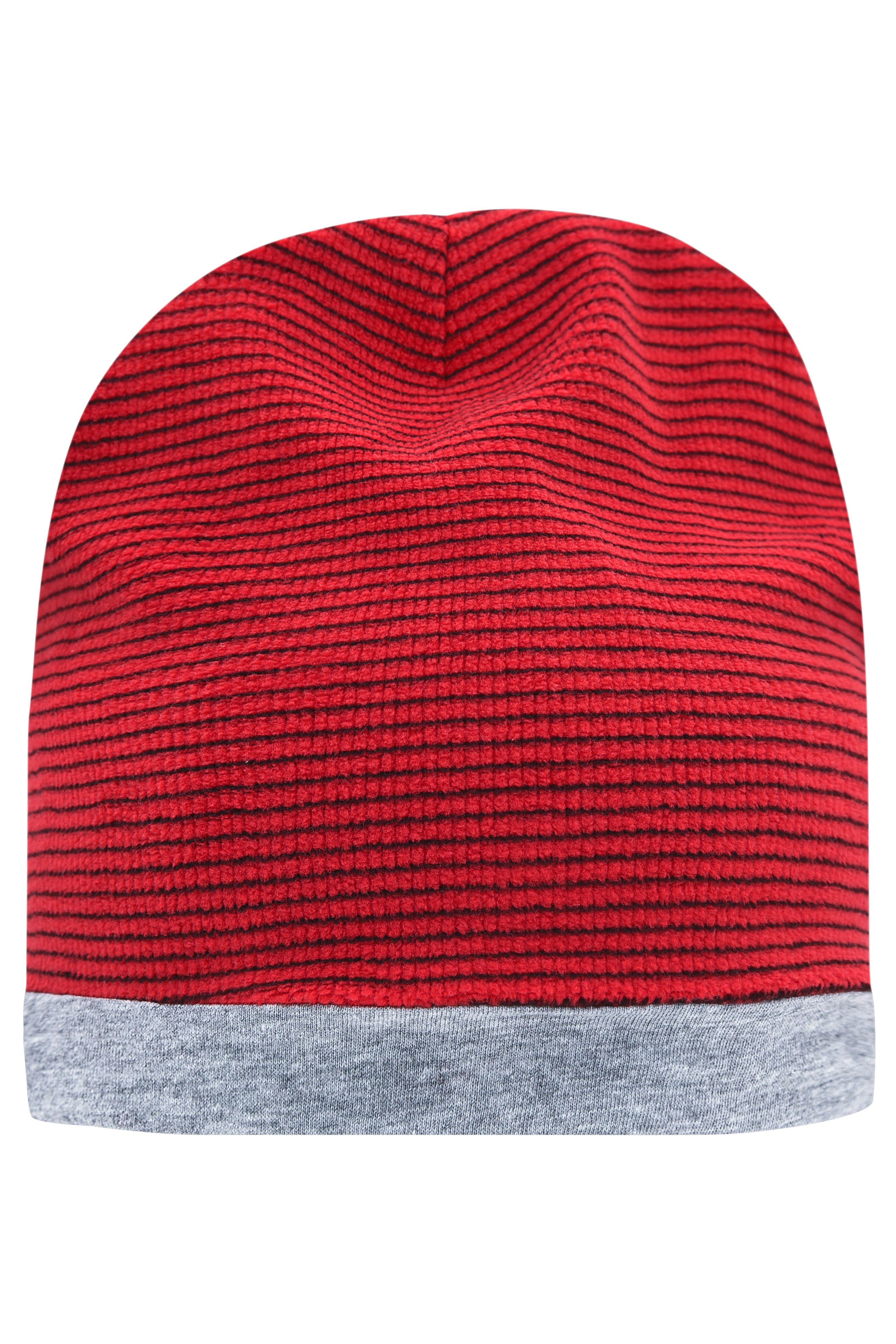 Structured Beanie MB7127 Stretchfleece-Mütze mit Kontrastabschluss