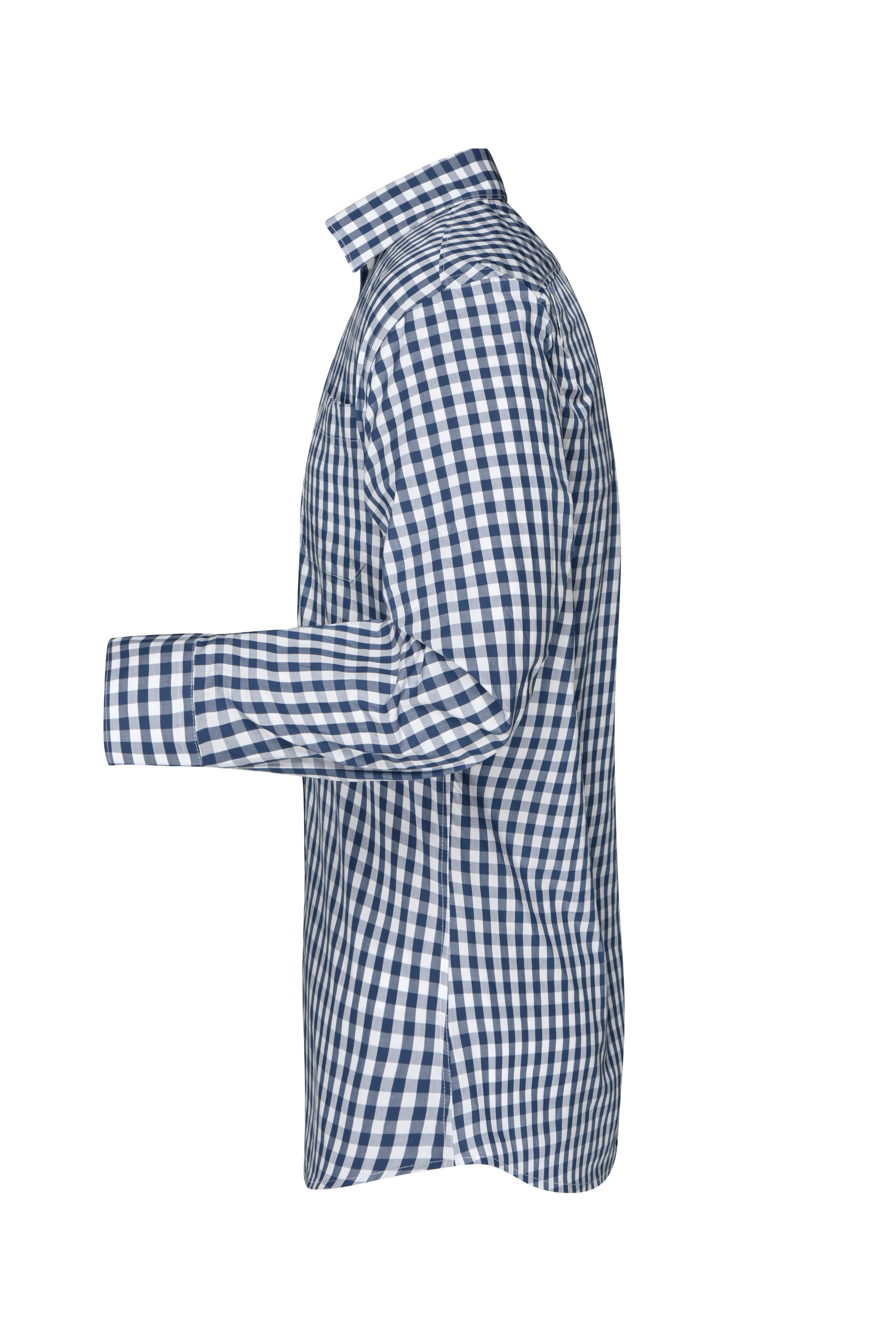 Men's Checked Shirt JN617 Modisches Karoshirt mit Uni-Einsätzen an Kragen und Manschette