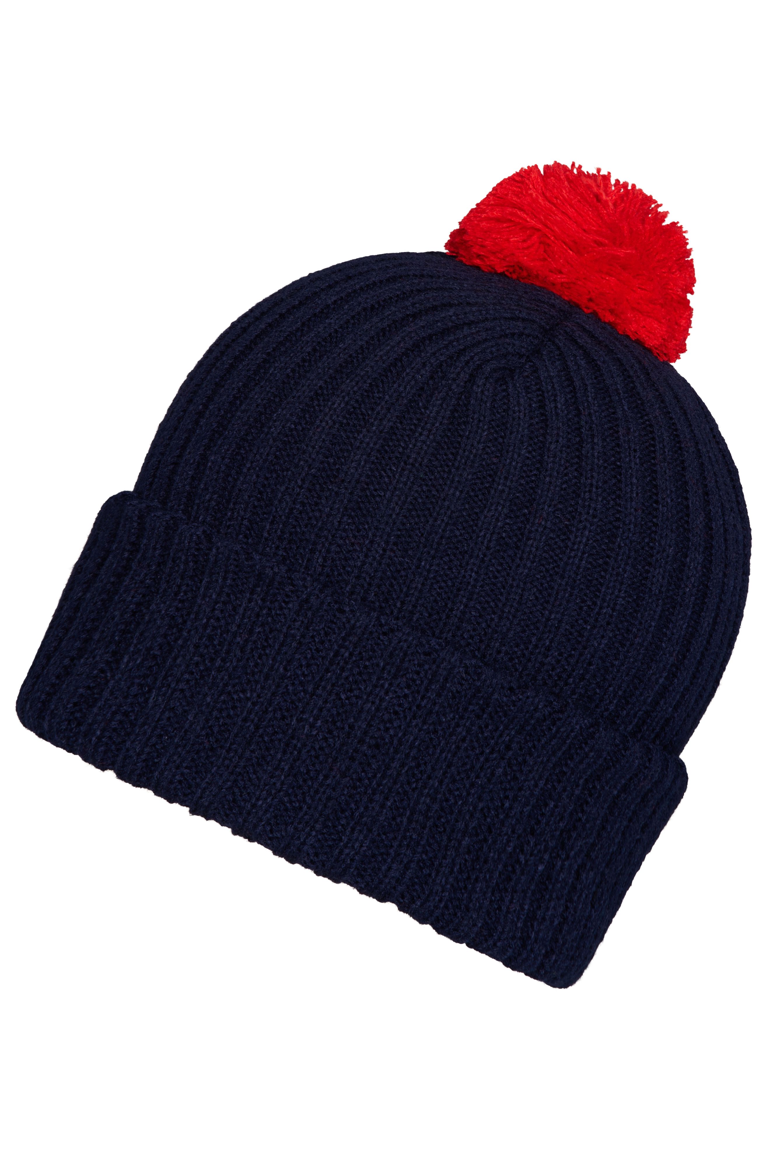 Knitted Cap with Pompon MB7540 Trendige Pomponmütze in vielen Farben