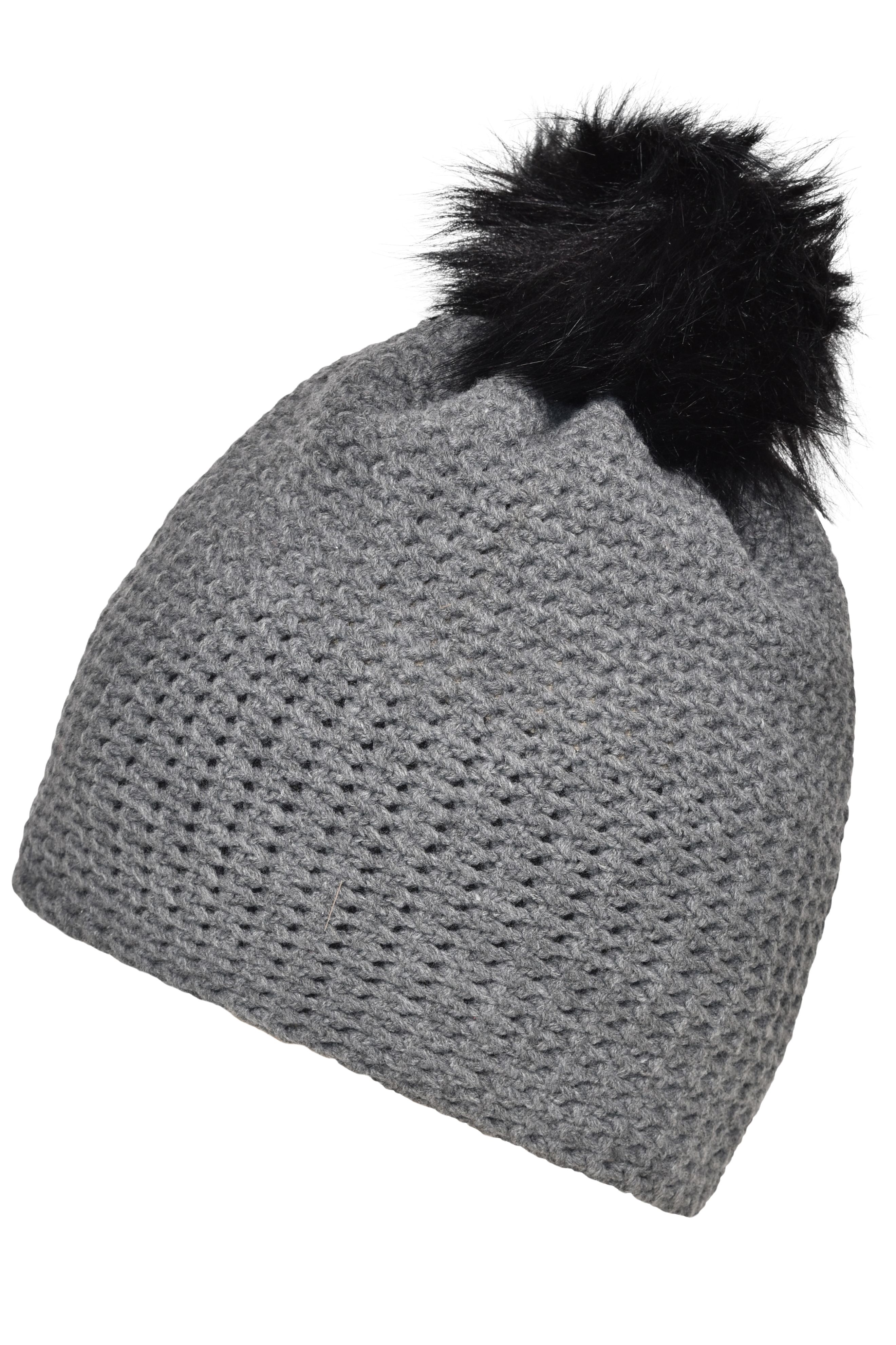 Fine Crocheted Beanie MB7120 Häkelmütze mit Pompon