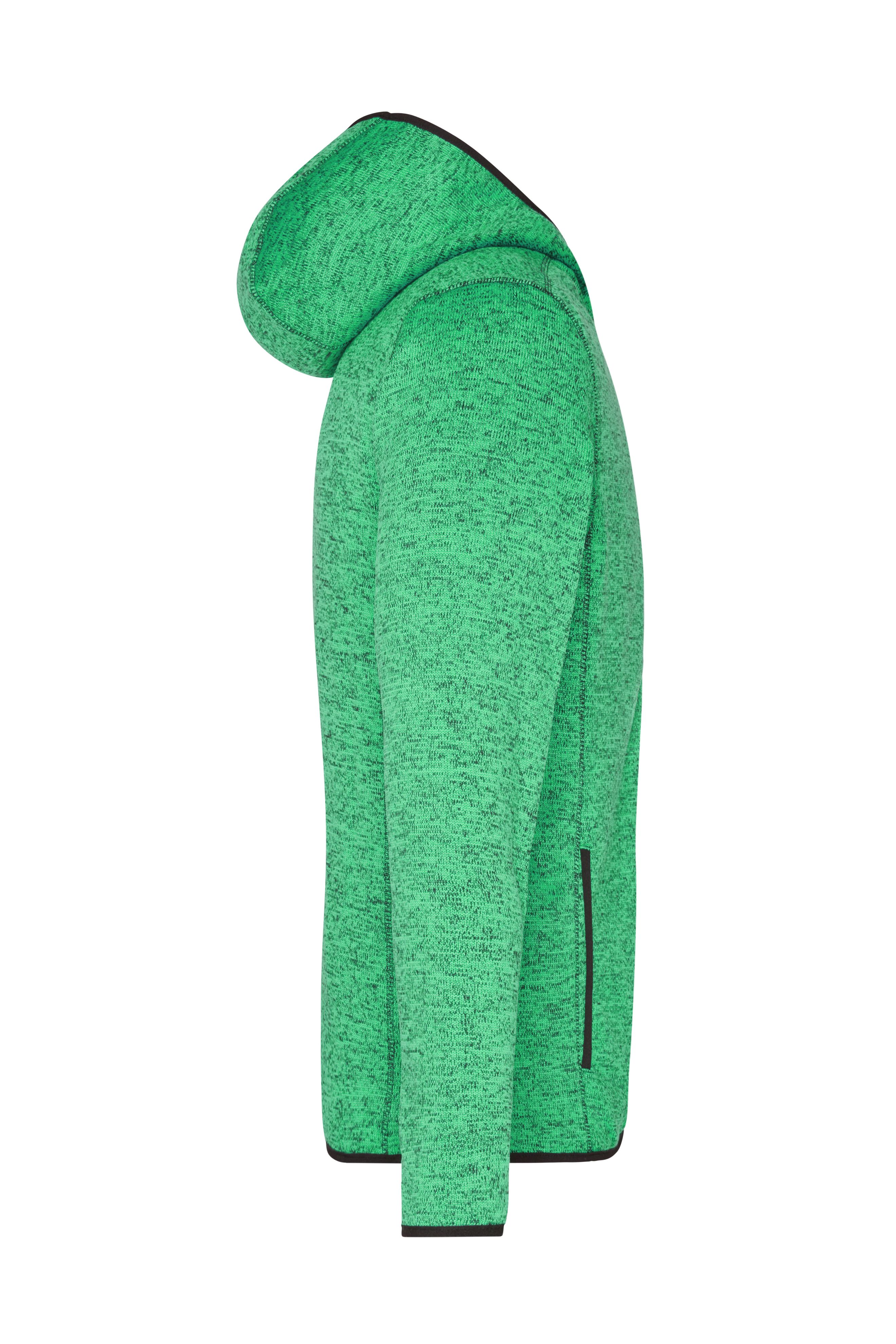 Men's Knitted Fleece Hoody JN589 Kapuzenjacke aus Strickfleece in Melangeoptik