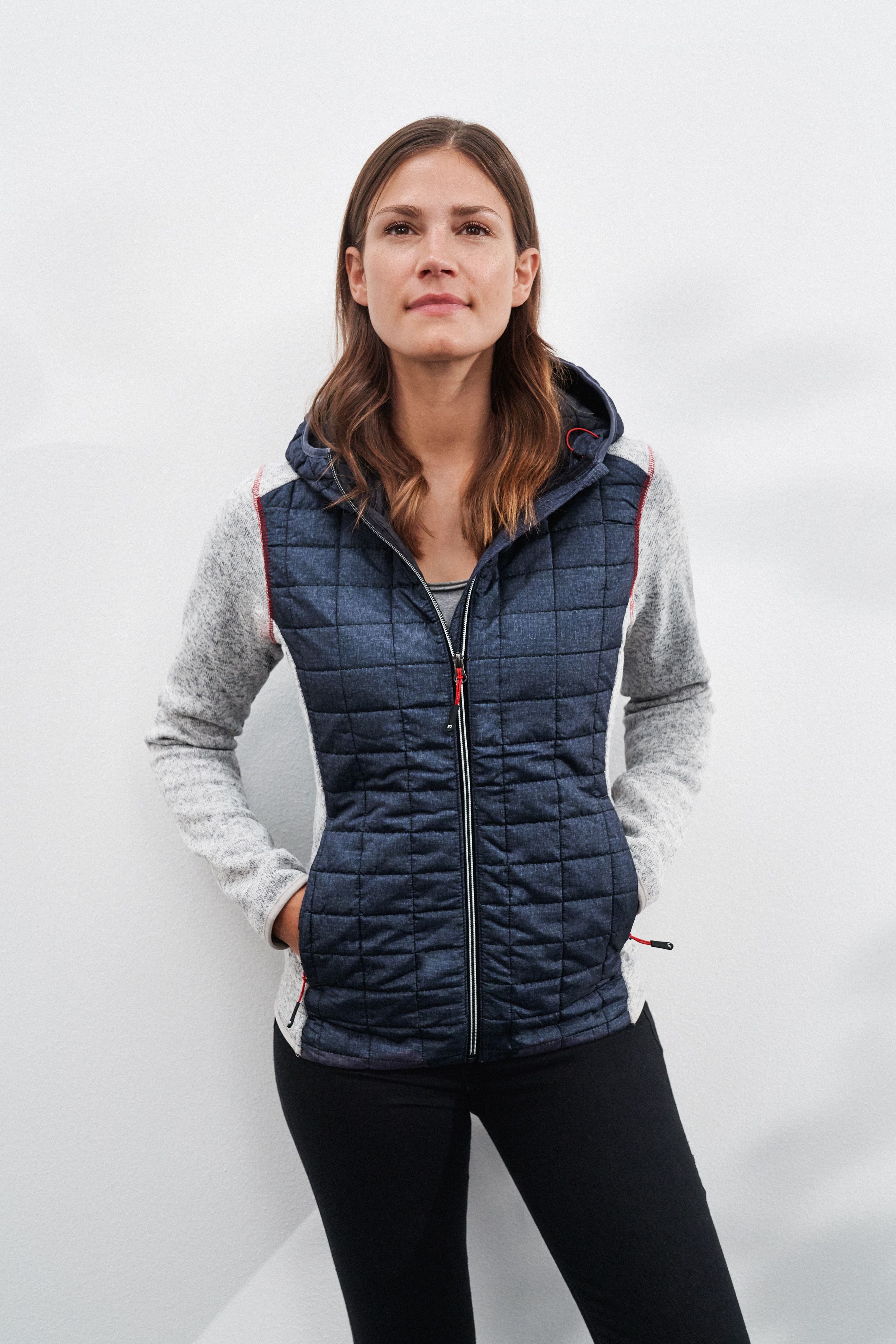 Ladies' Knitted Hybrid Jacket JN771 Strickfleecejacke im stylischen Materialmix Ladies' Knitted Hybrid Jacket JN771 Strickfleecejacke im stylischen Materialmix