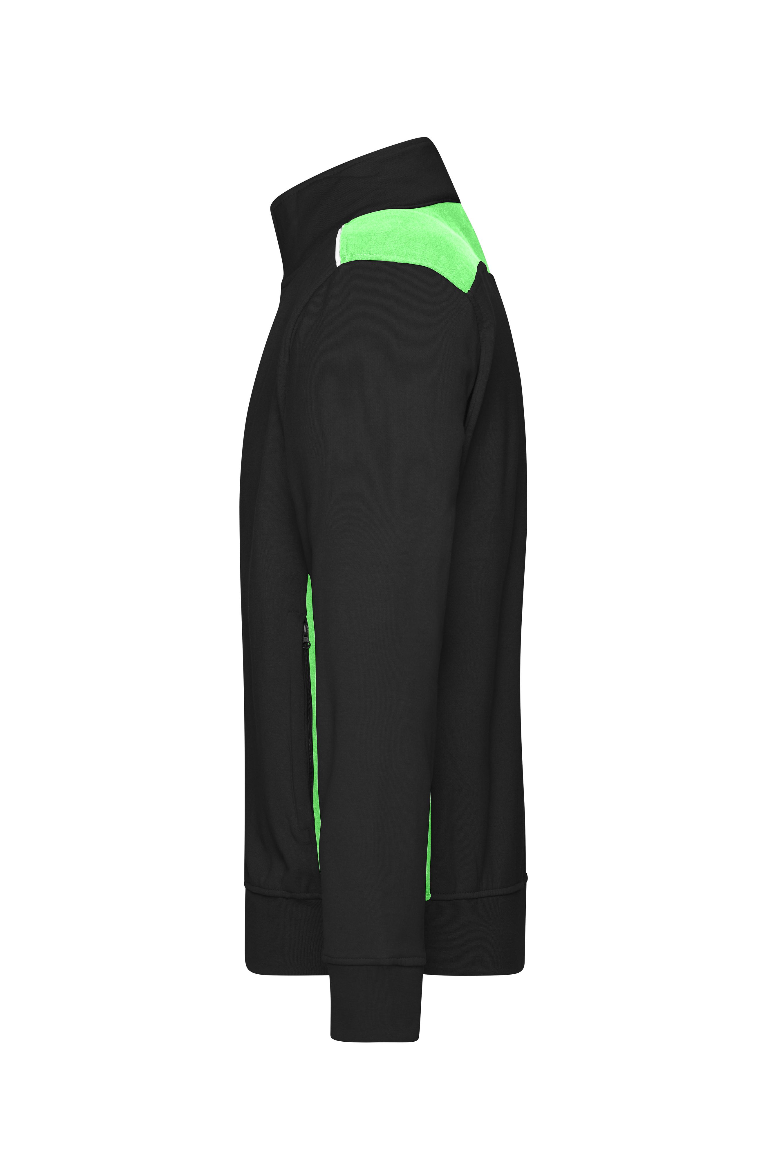 Men's Workwear Sweat Jacket - COLOR - JN870 Sweat-Jacke mit Stehkragen und Kontrasteinsätzen