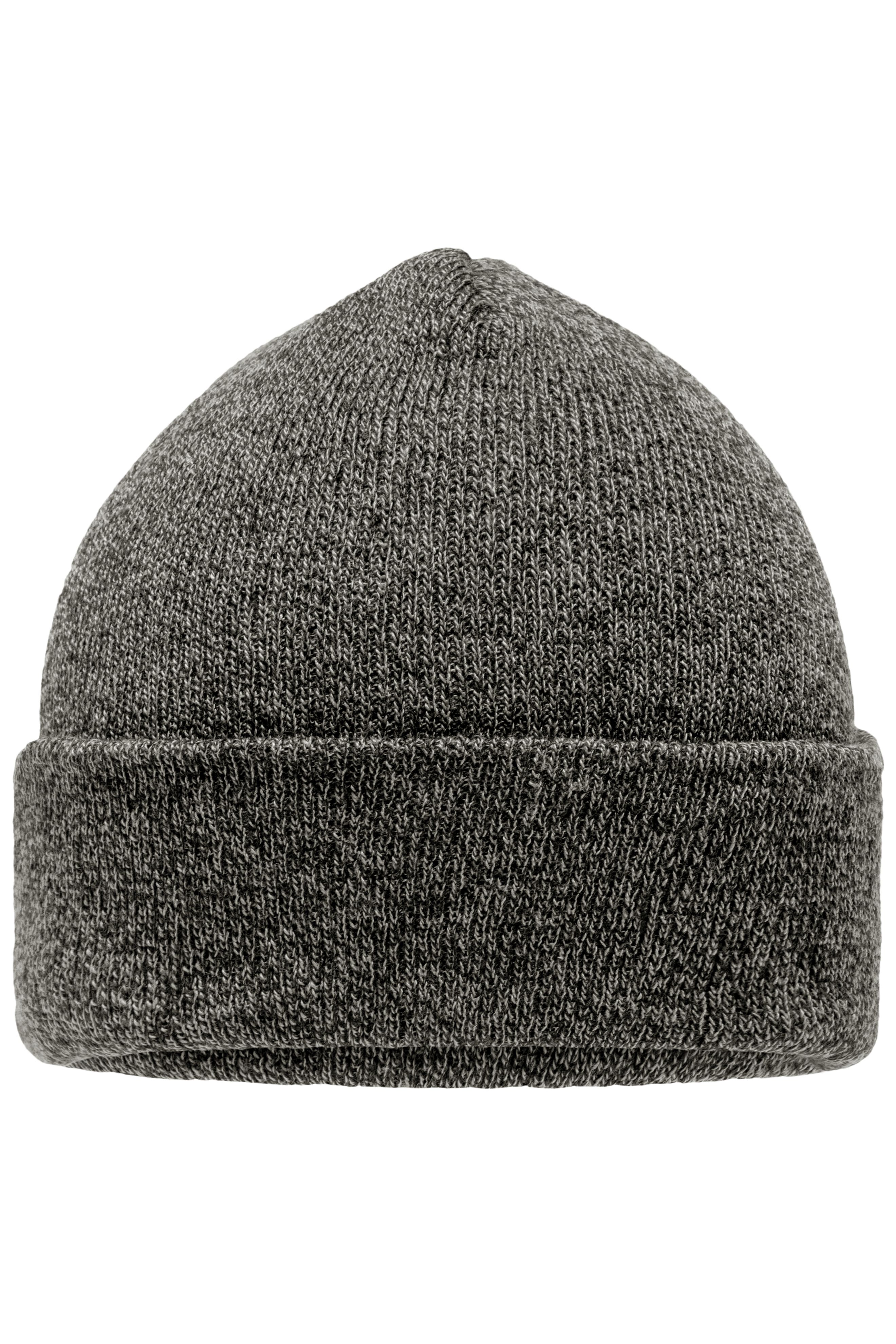 Melange Beanie MB7122 Melierte Strickmütze mit Umschlag