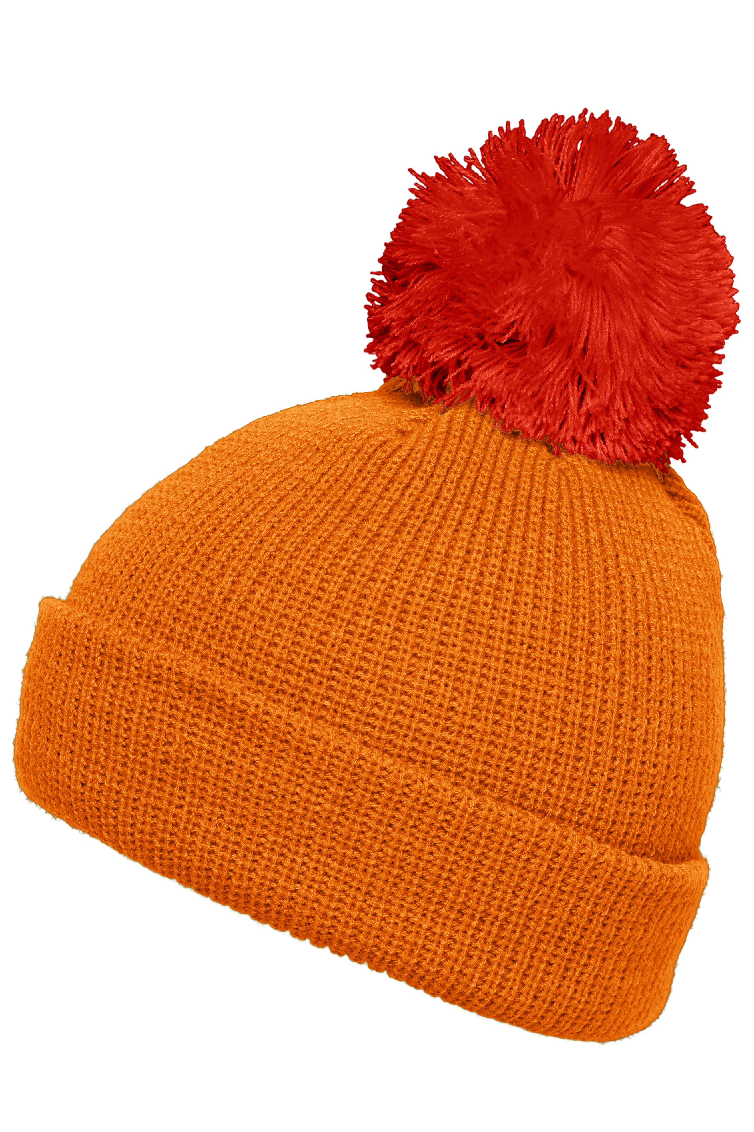 Pompon Hat with Brim MB7967 Strickmütze mit Umschlag und Pompon