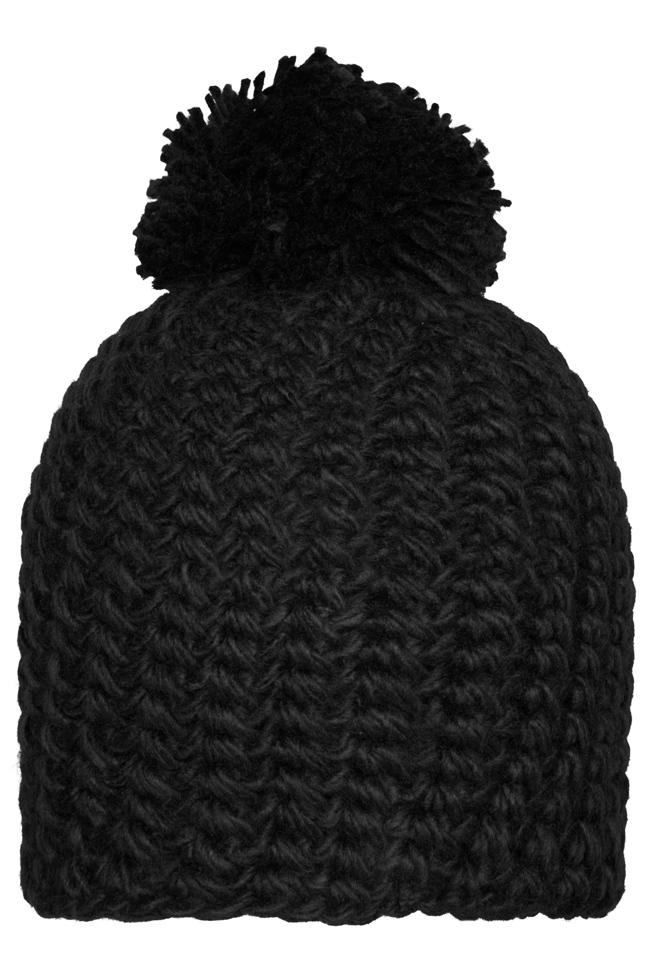 Unicoloured Crocheted Cap with Pompon MB7939 Häkelmütze mit Pompon