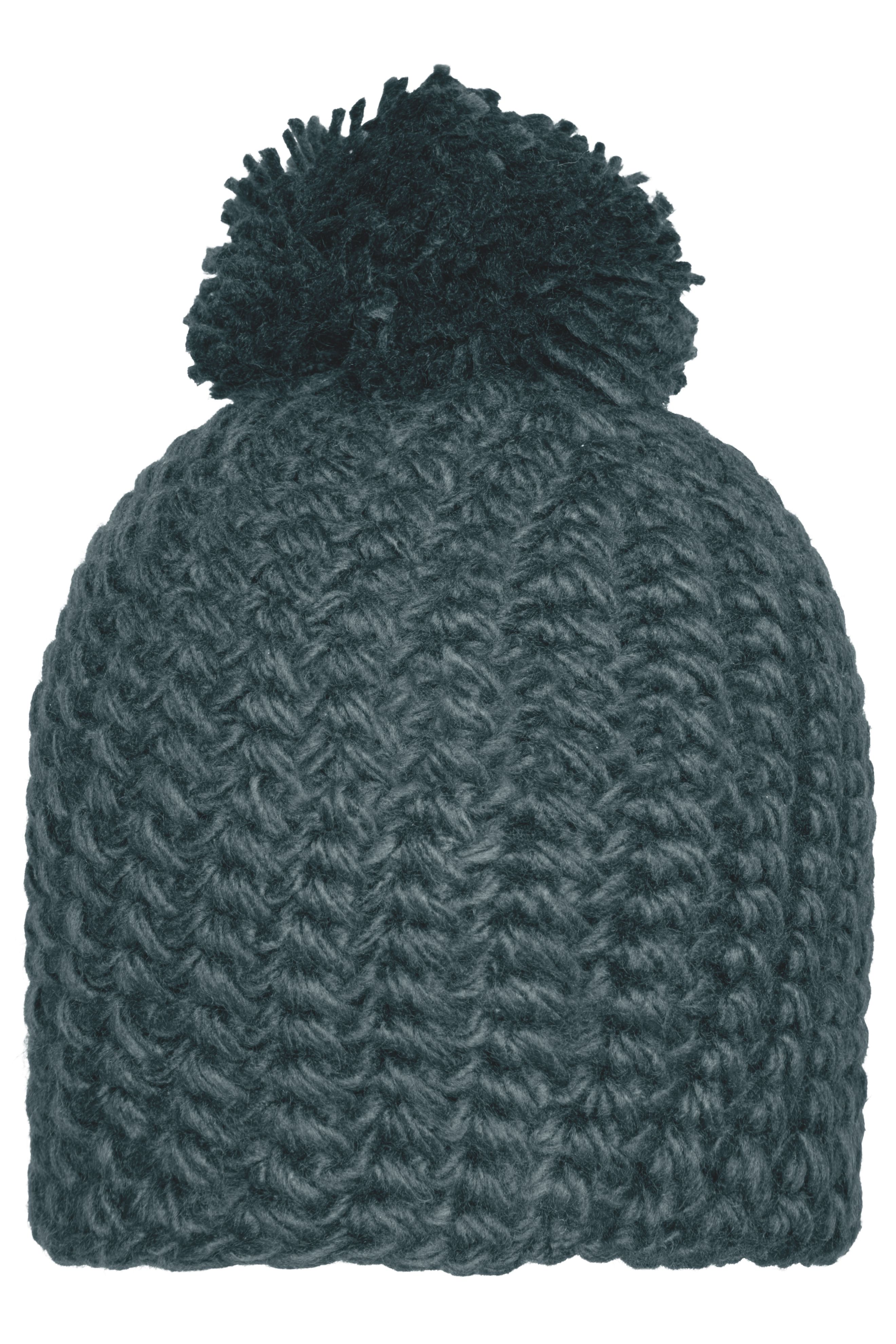 Unicoloured Crocheted Cap with Pompon MB7939 Häkelmütze mit Pompon