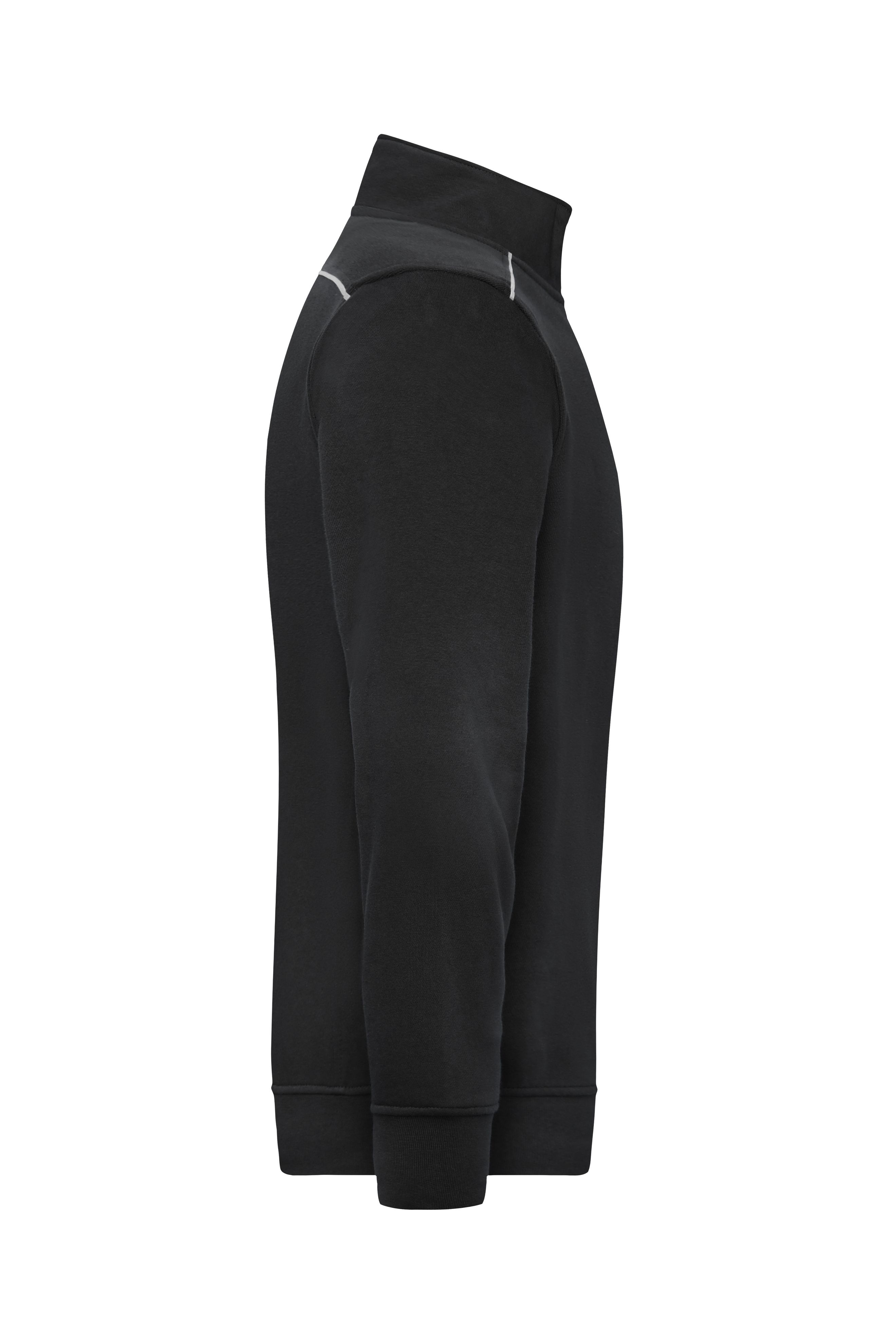 Workwear Half-Zip Sweat - SOLID - JN895 Sweatshirt mit Stehkragen, Reißverschluss und Kontrastpaspel