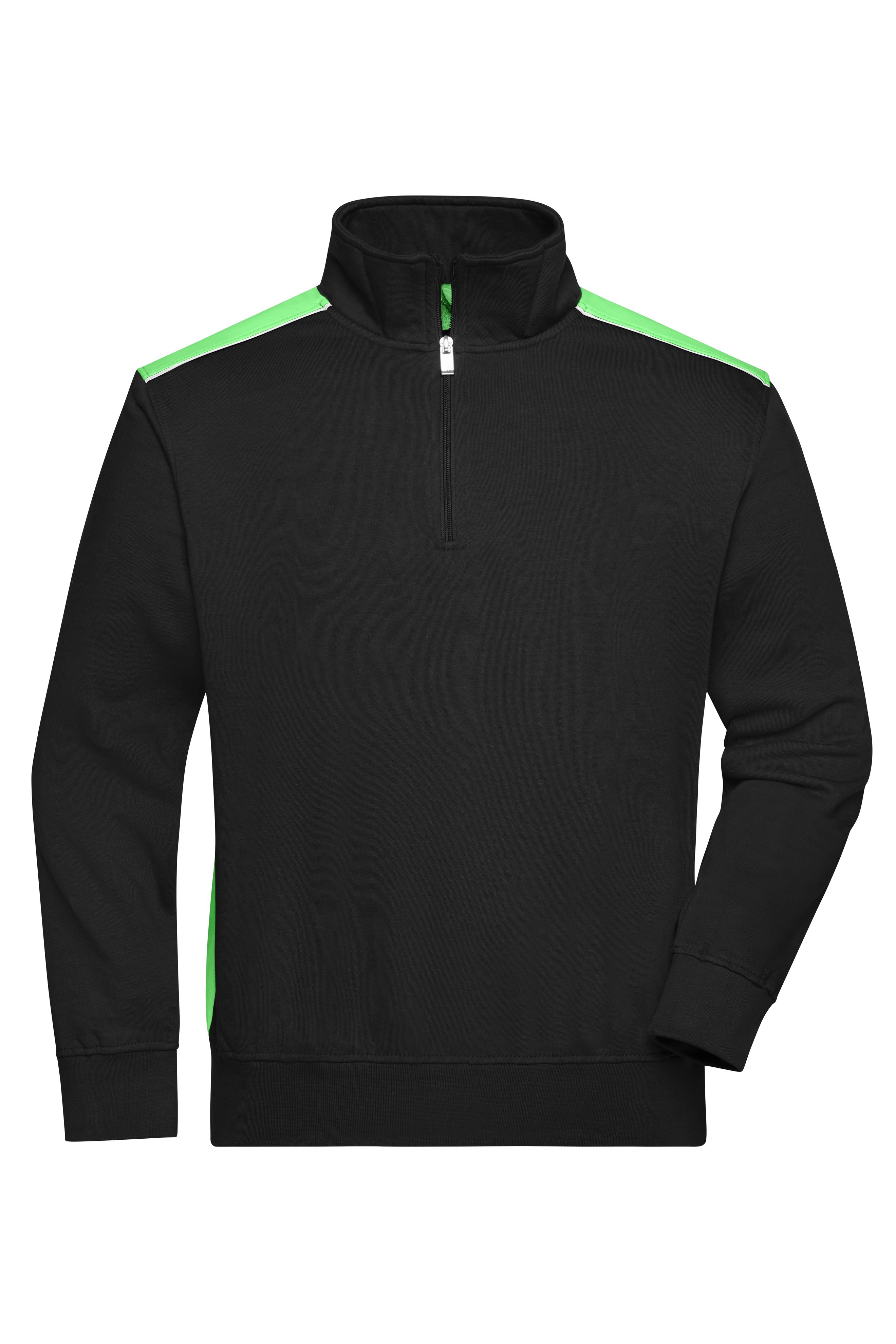 Workwear Half-Zip Sweat - COLOR - JN868 Sweatshirt mit Stehkragen, Reißverschluss und Kontrasteinsätzen