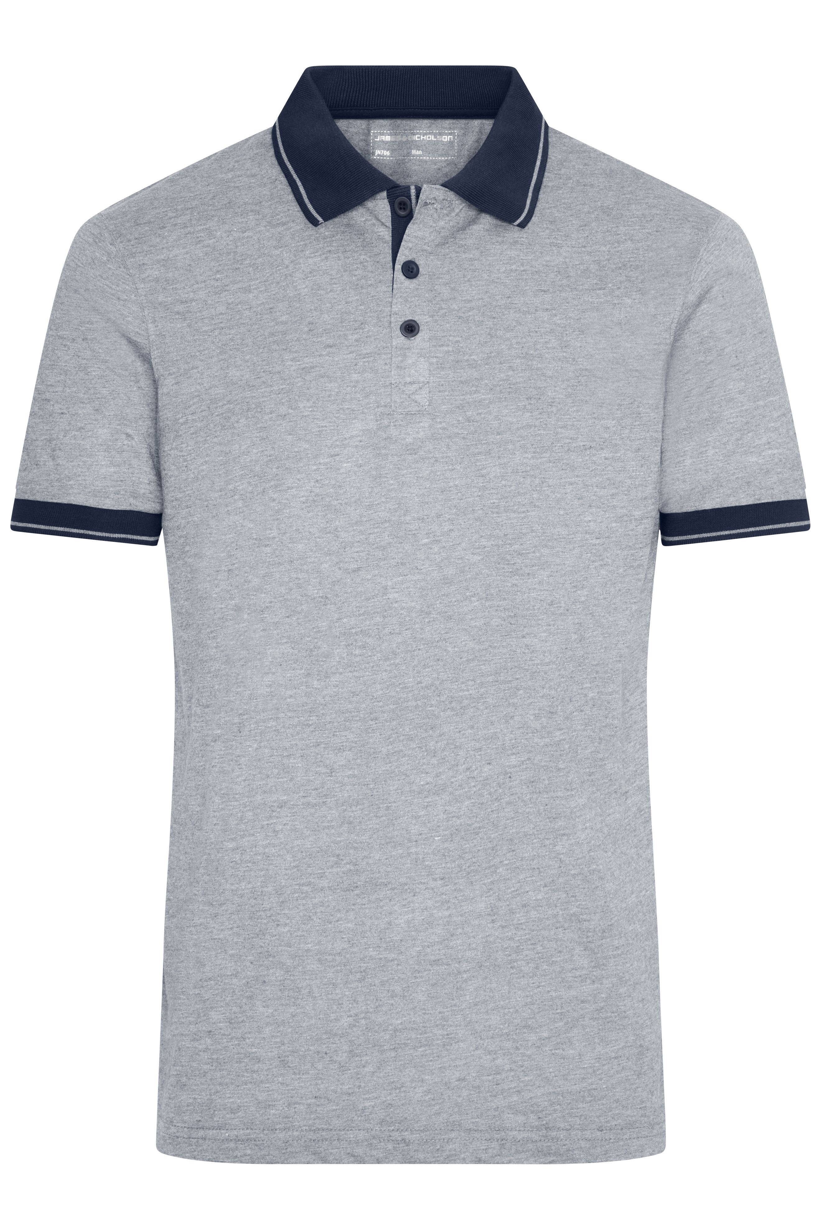 Men's Heather Polo JN706 Melange Polo mit modischen Details Men's Heather Polo JN706 Melange Polo mit modischen Details