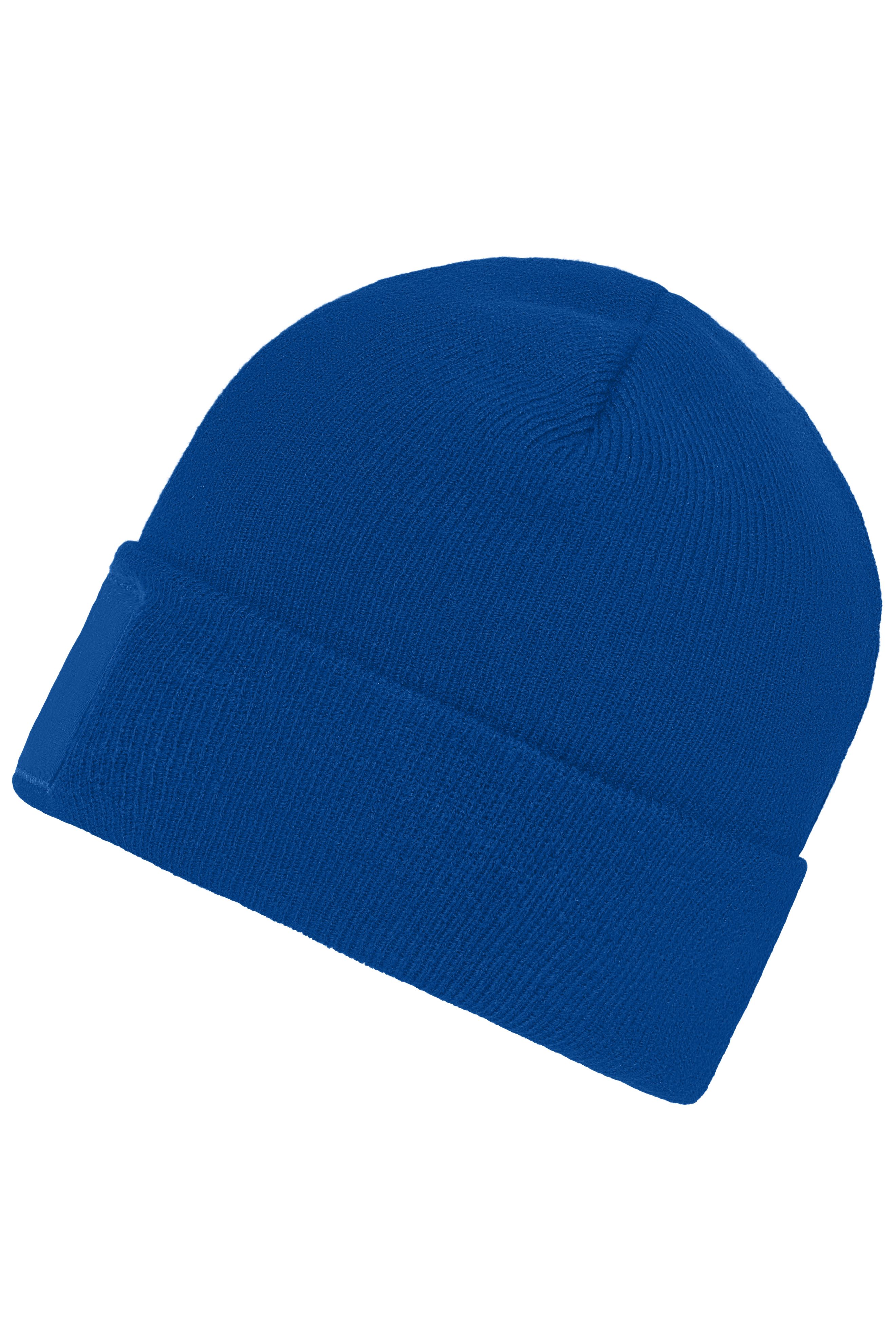 Knitted Beanie with Patch MB7403 Klassische Strickmütze mit Baumwoll-Patch