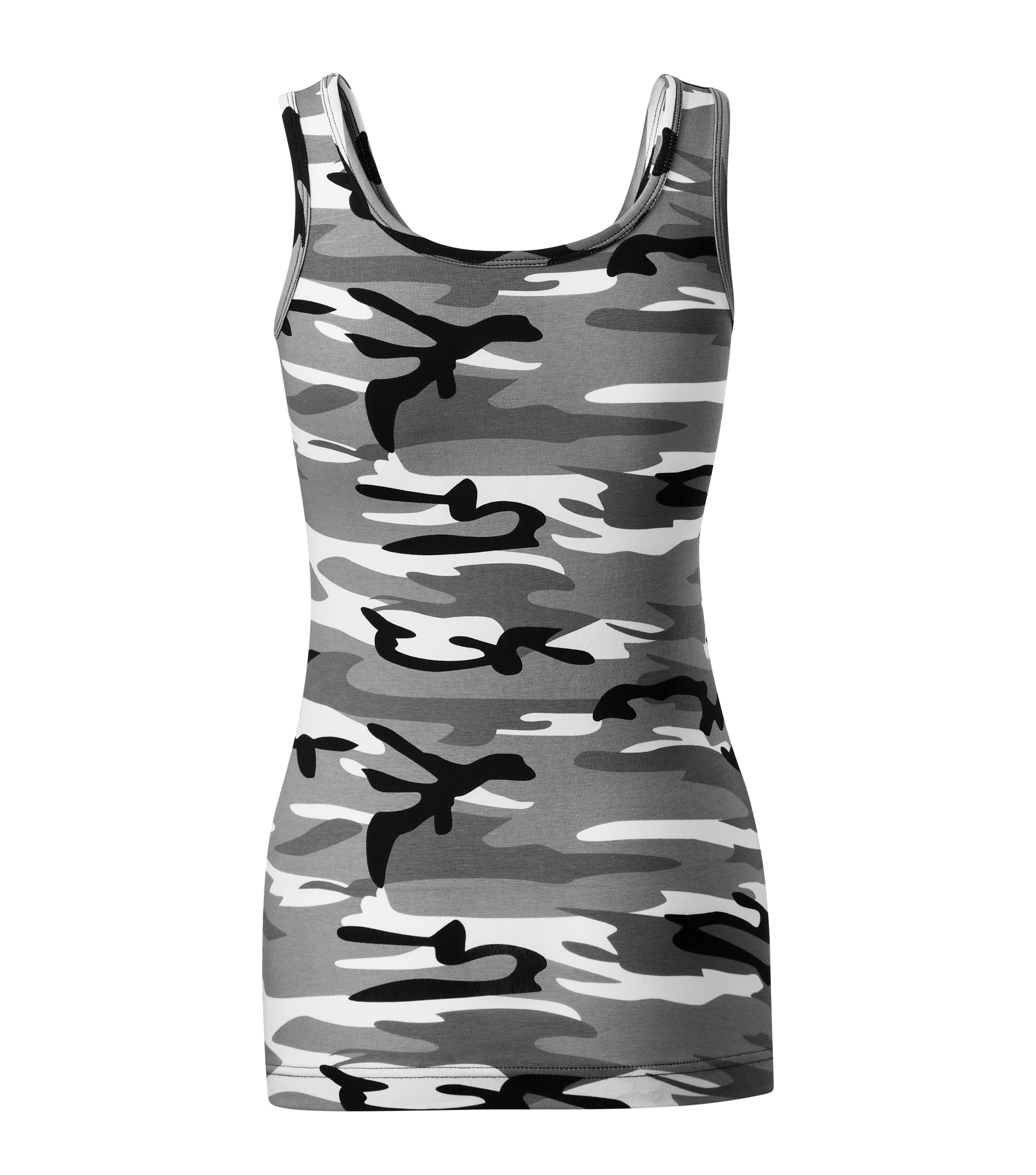 Damen Top Camouflage - CAMO TRIUMPH C36 - runder vertiefter Halsausschnitt und Stretch-Material für Formbeständigkeit - Longtops Damen lang auch als Gym Top Damen 