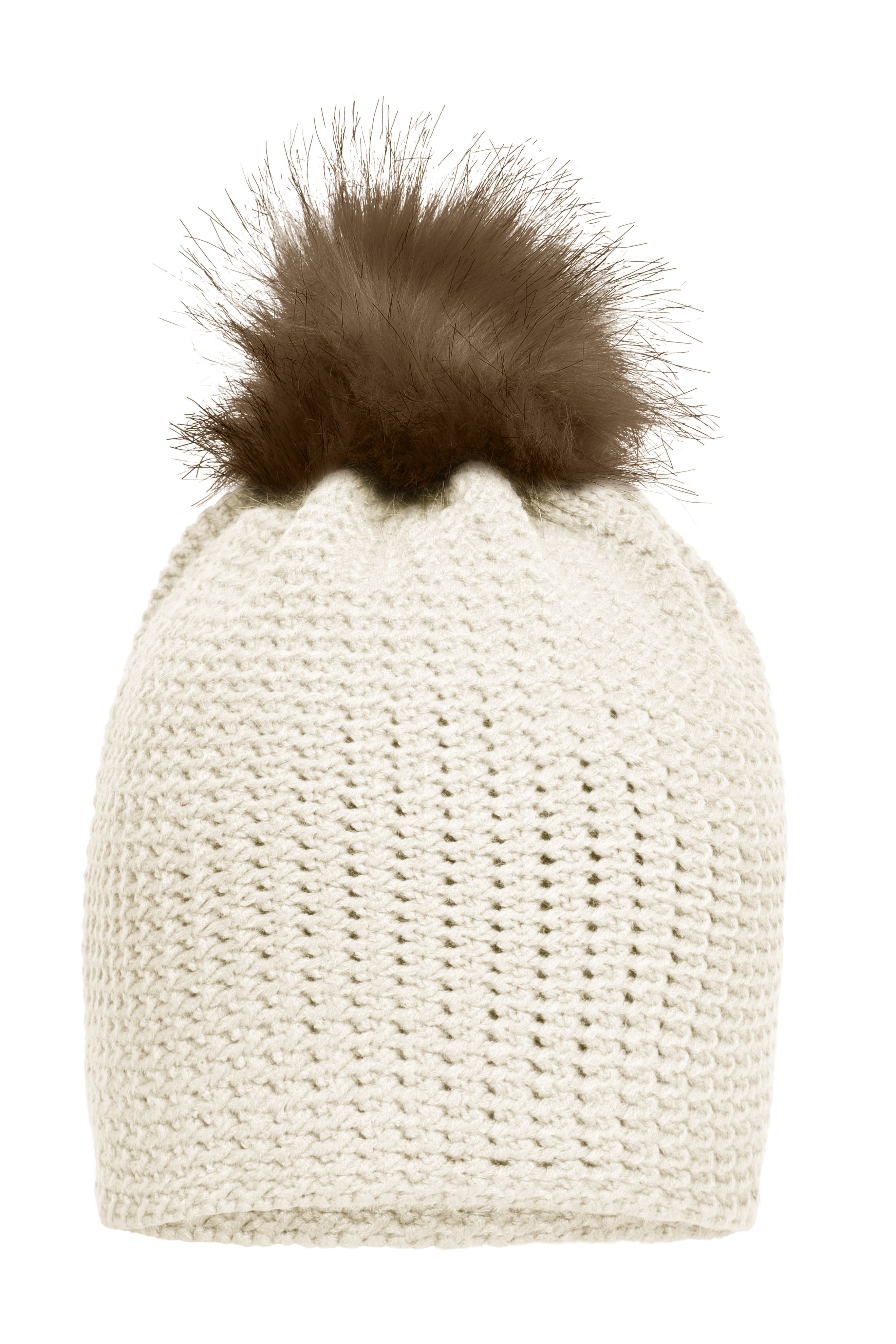 Fine Crocheted Beanie MB7120 Häkelmütze mit Pompon