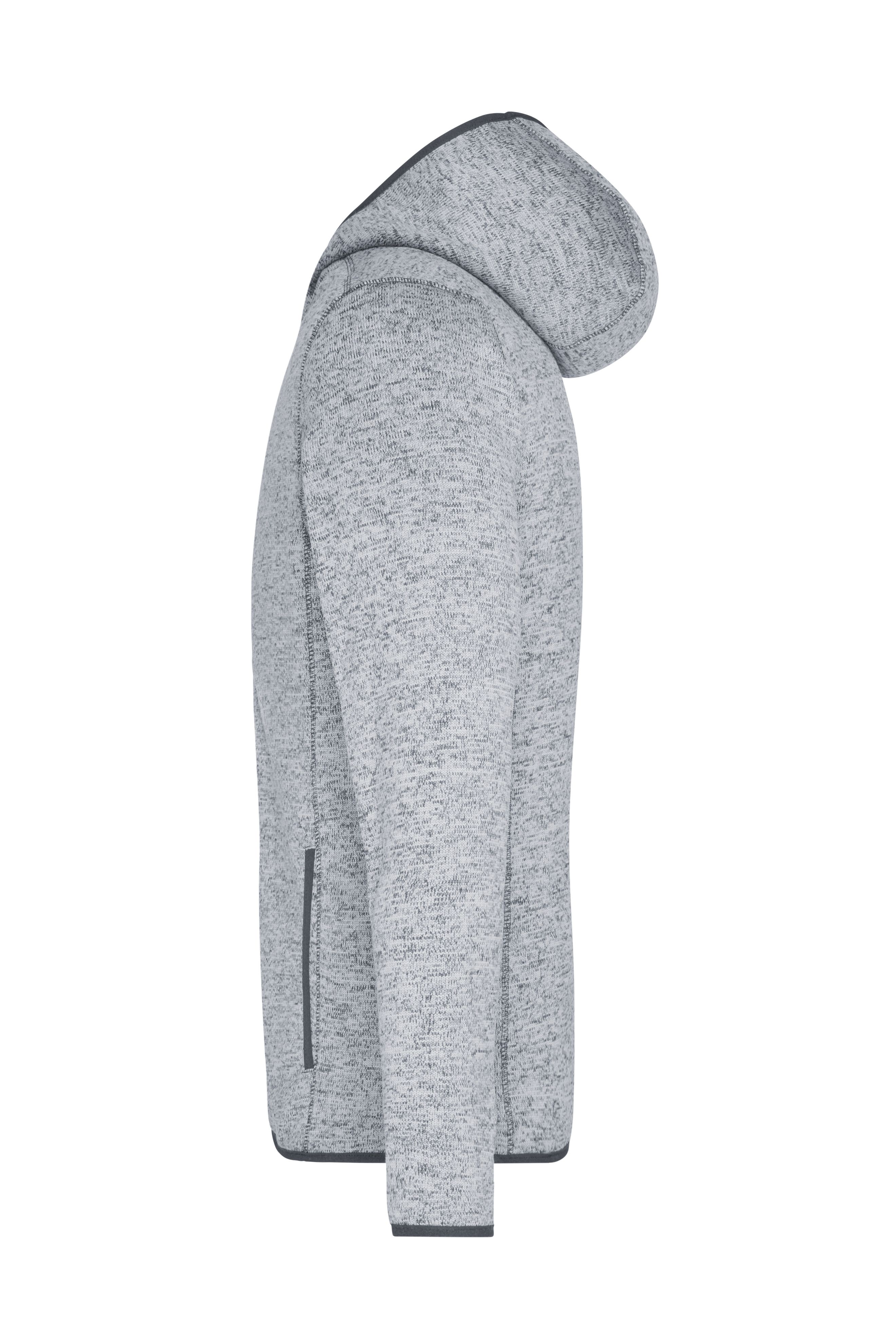 Men's Knitted Fleece Hoody JN589 Kapuzenjacke aus Strickfleece in Melangeoptik