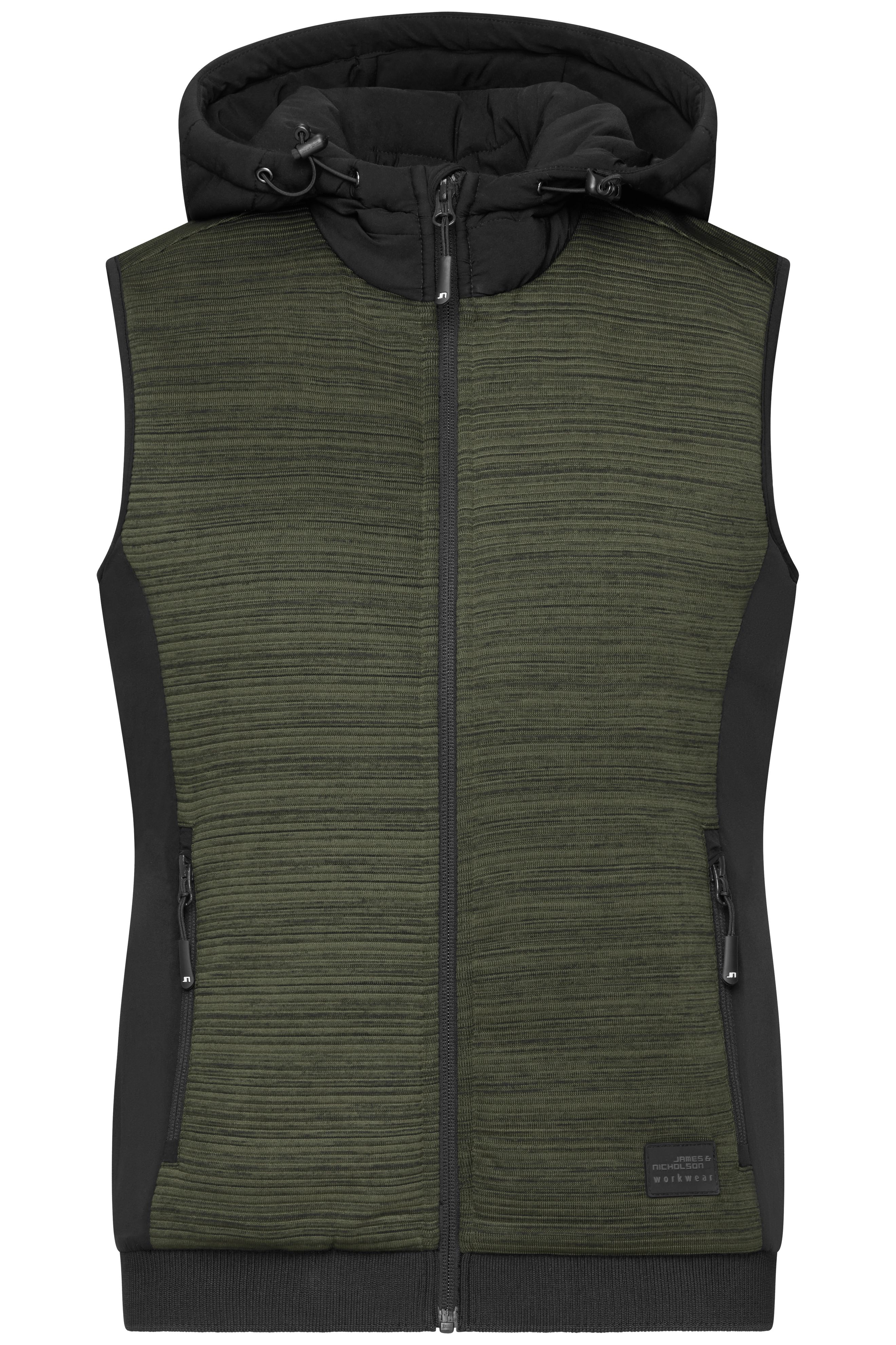 Ladies' Padded Hybrid Vest JN1847 Wattierte Strickfleece Weste im attraktiven Materialmix