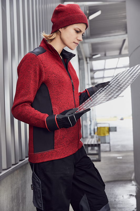 Ladies' Knitted Workwear Fleece Jacket - STRONG - JN861 Pflegeleichte Strickfleece Jacke im Materialmix