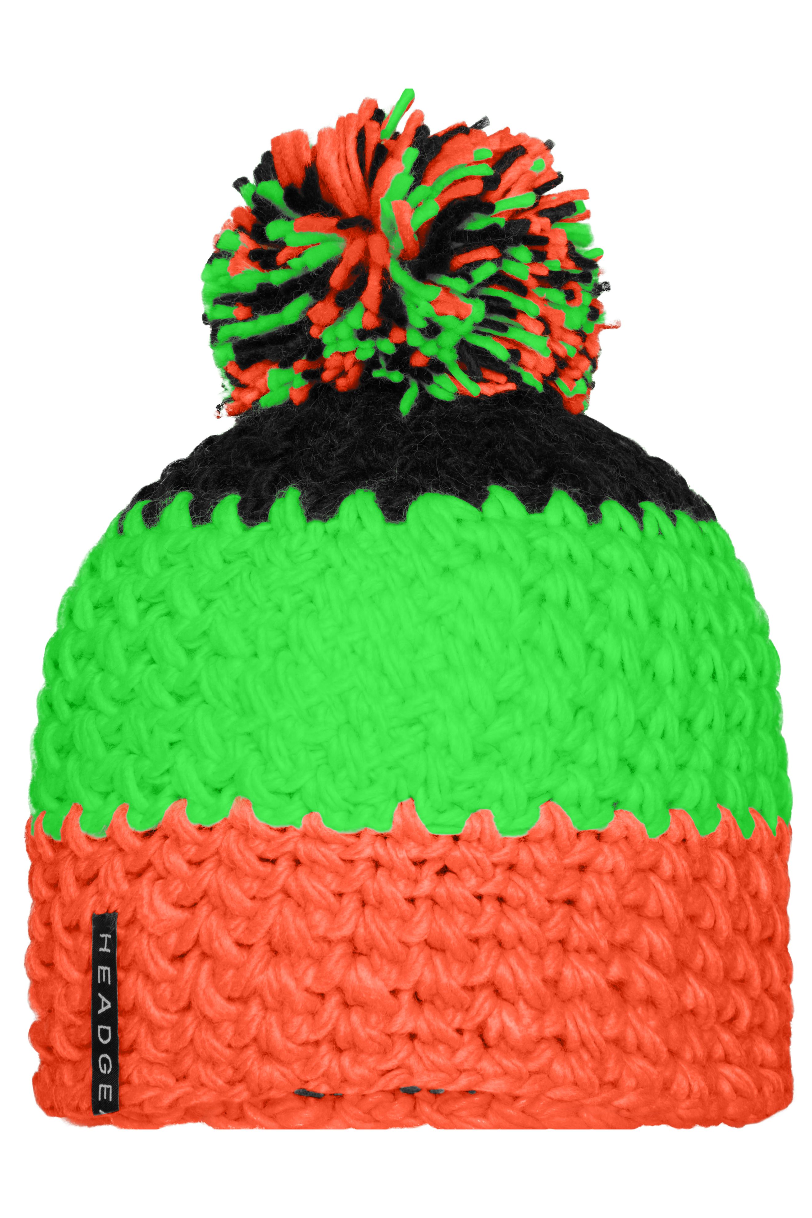 Crocheted Cap with Pompon MB7940 Angesagte 3-farbige Häkelmütze mit Pompon