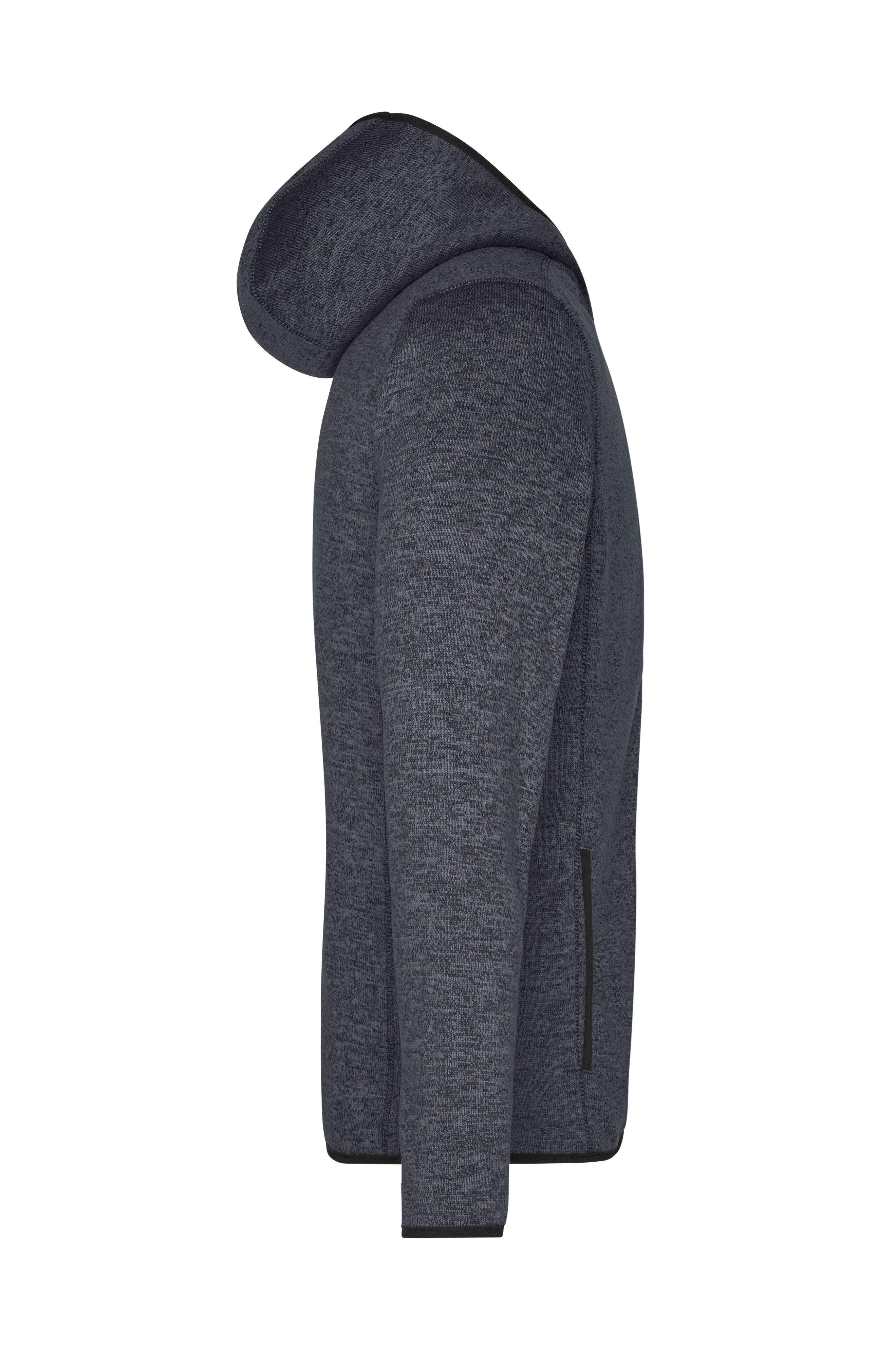 Men's Knitted Fleece Hoody JN589 Kapuzenjacke aus Strickfleece in Melangeoptik