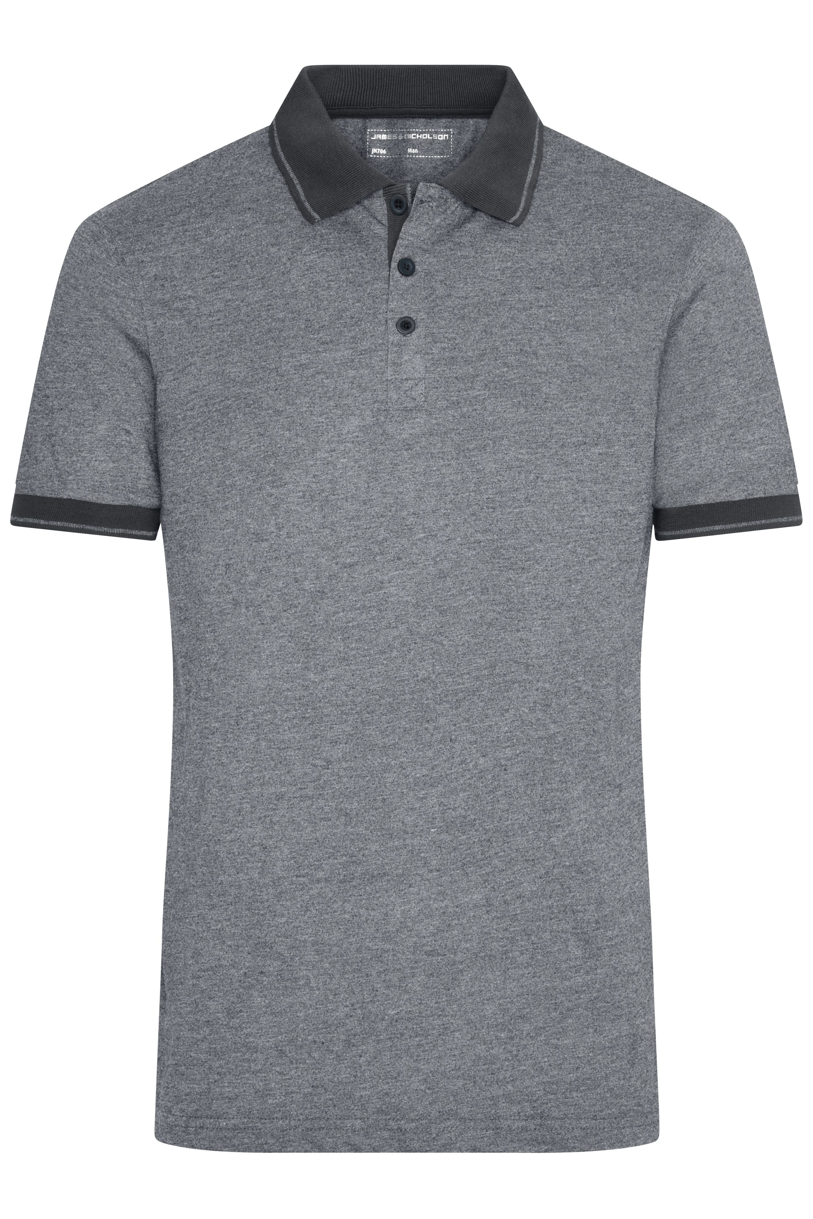 Men's Heather Polo JN706 Melange Polo mit modischen Details Men's Heather Polo JN706 Melange Polo mit modischen Details