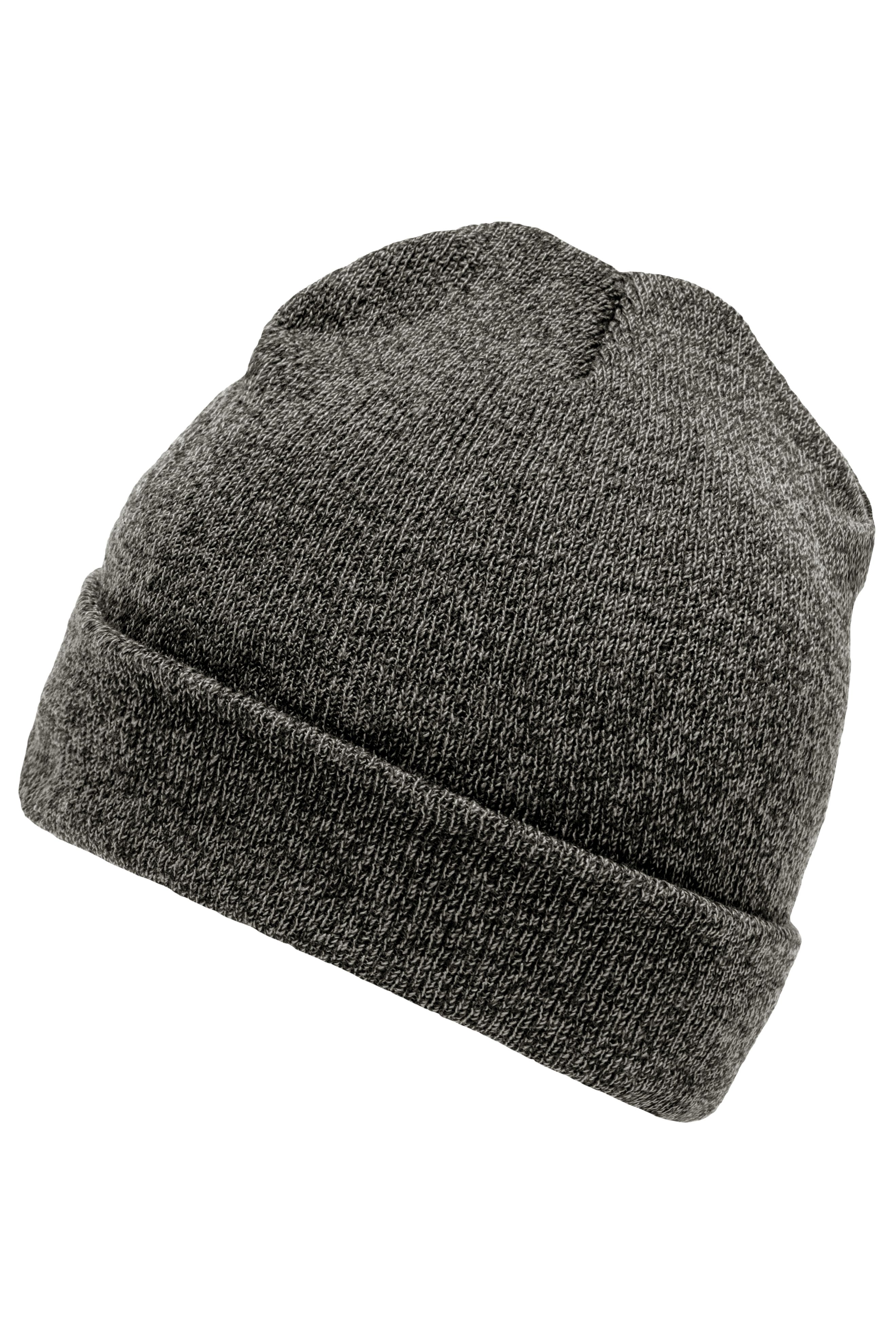 Melange Beanie MB7122 Melierte Strickmütze mit Umschlag