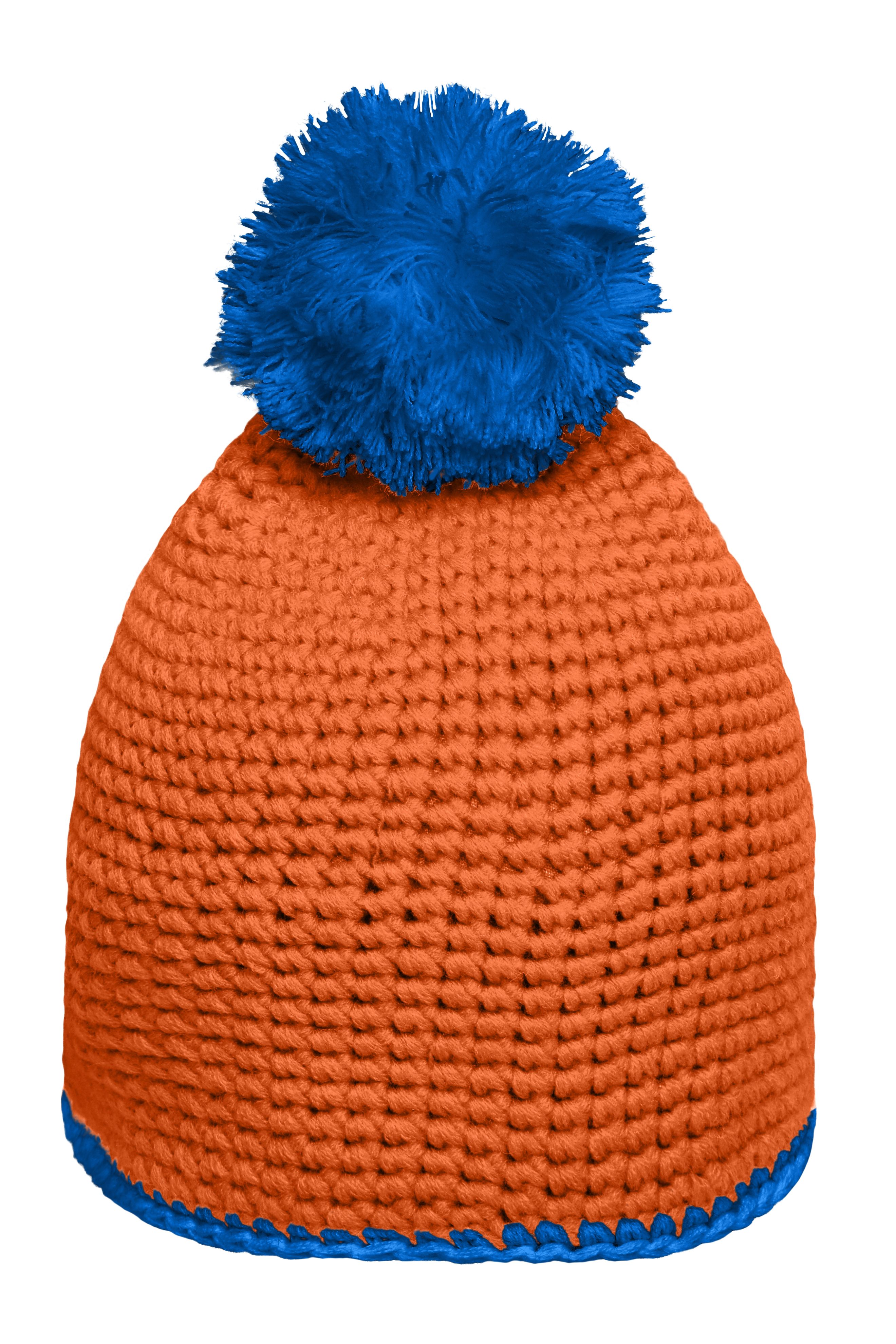 Pompon Hat with Contrast Stripe MB7964 Häkelmütze mit Kontrastrand und Pompon