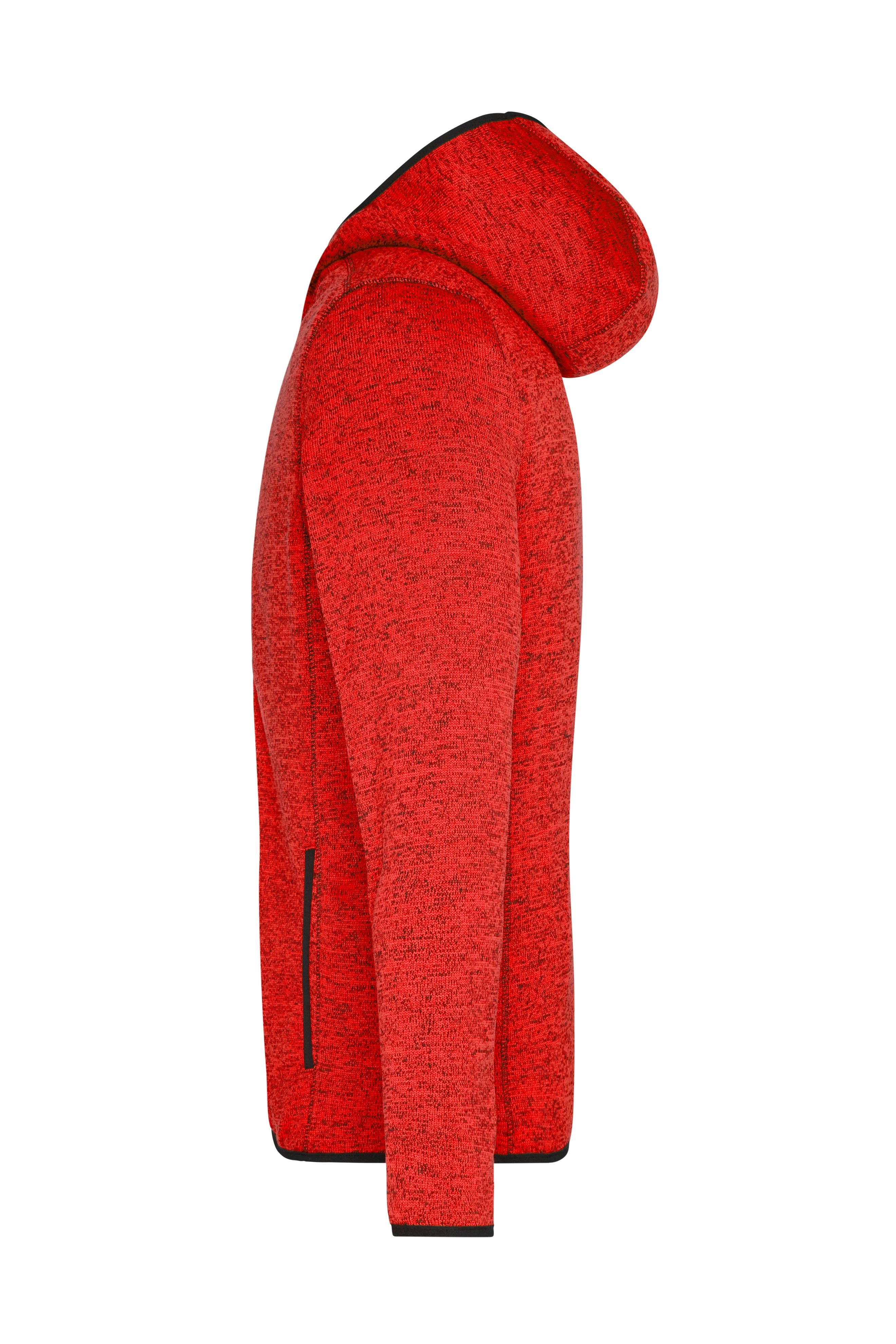 Men's Knitted Fleece Hoody JN589 Kapuzenjacke aus Strickfleece in Melangeoptik