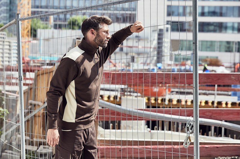 Workwear Half-Zip Sweat - COLOR - JN868 Sweatshirt mit Stehkragen, Reißverschluss und Kontrasteinsätzen