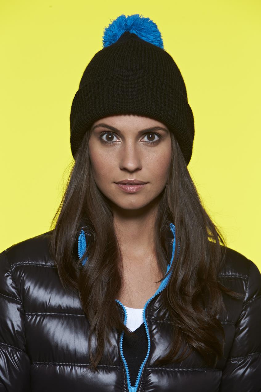 Pompon Hat with Brim MB7967 Strickmütze mit Umschlag und Pompon