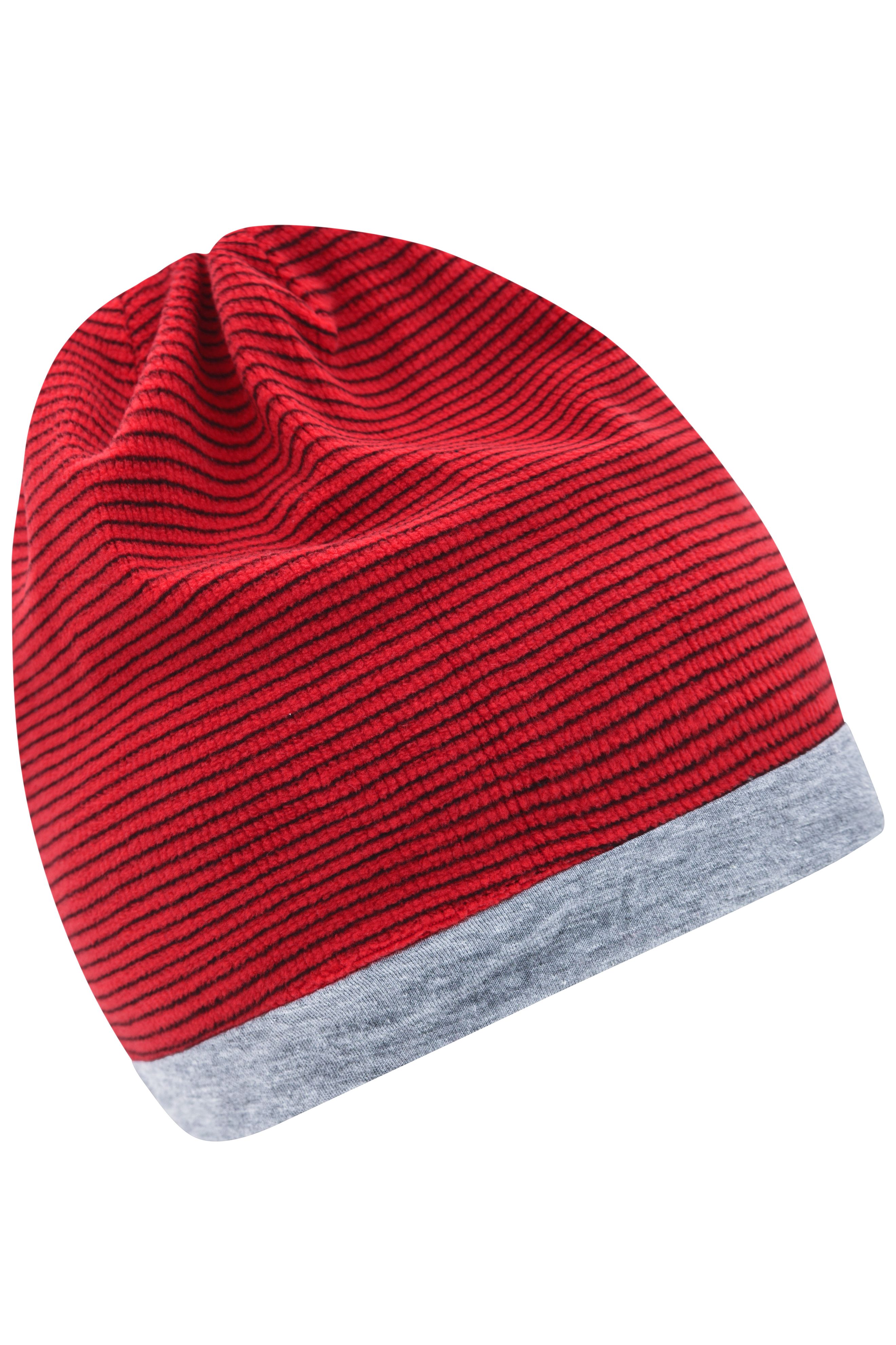 Structured Beanie MB7127 Stretchfleece-Mütze mit Kontrastabschluss