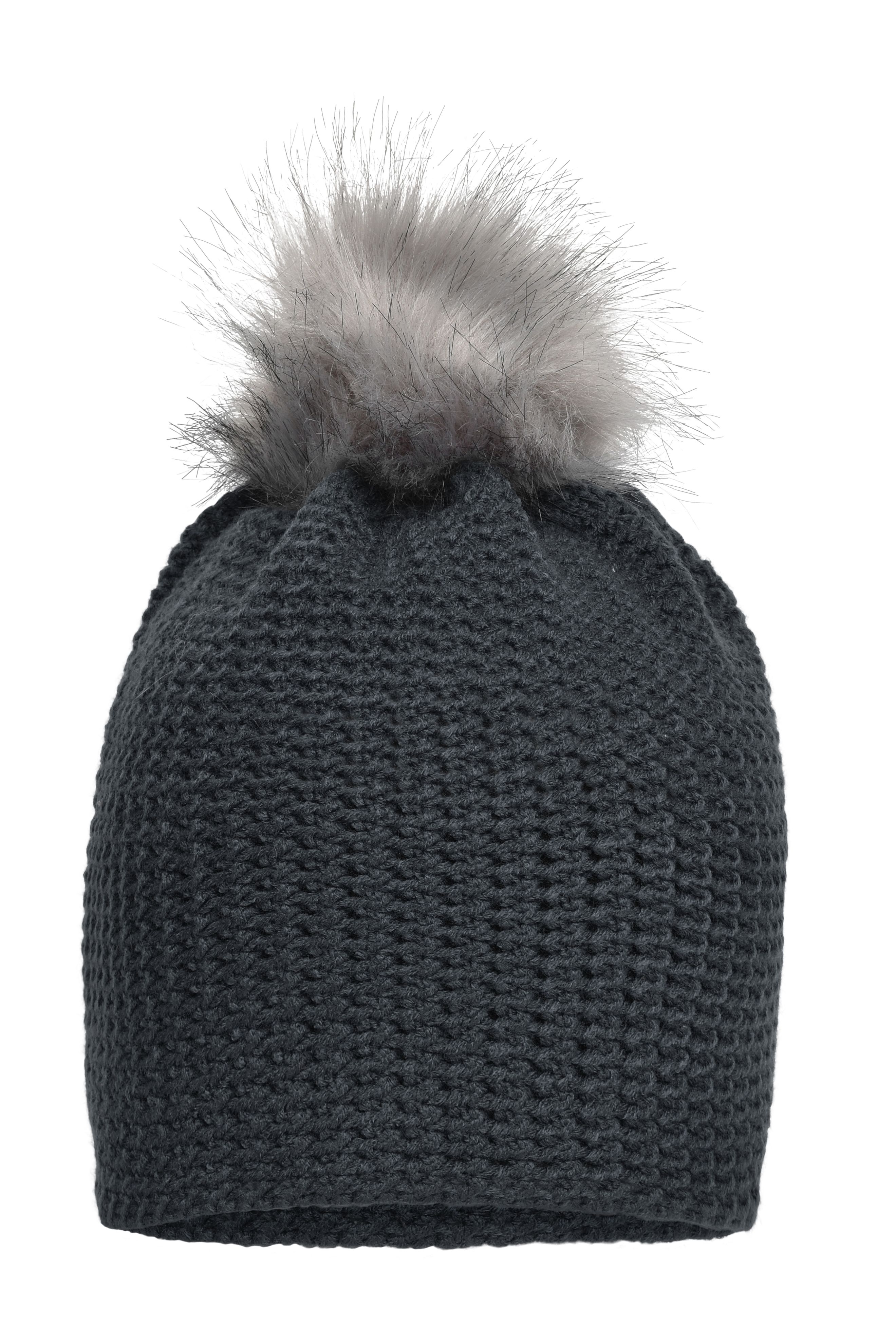 Fine Crocheted Beanie MB7120 Häkelmütze mit Pompon