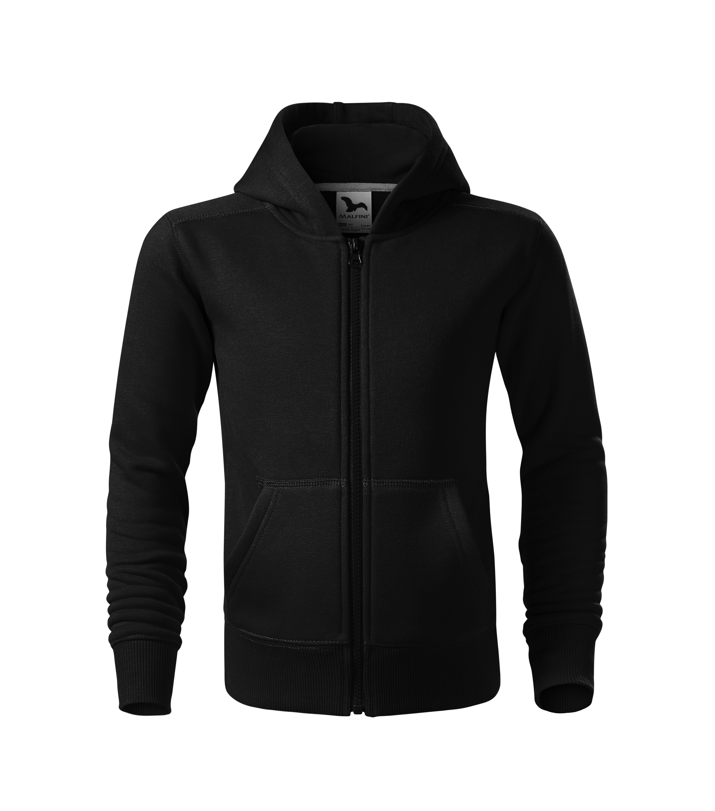 Sweatjacke Kinder - TRENDY ZIPPER 412 - gerader Schnitt mit Seitennähten, Kapuze mit Innenfutter und aufgesetzte Kängurutaschen