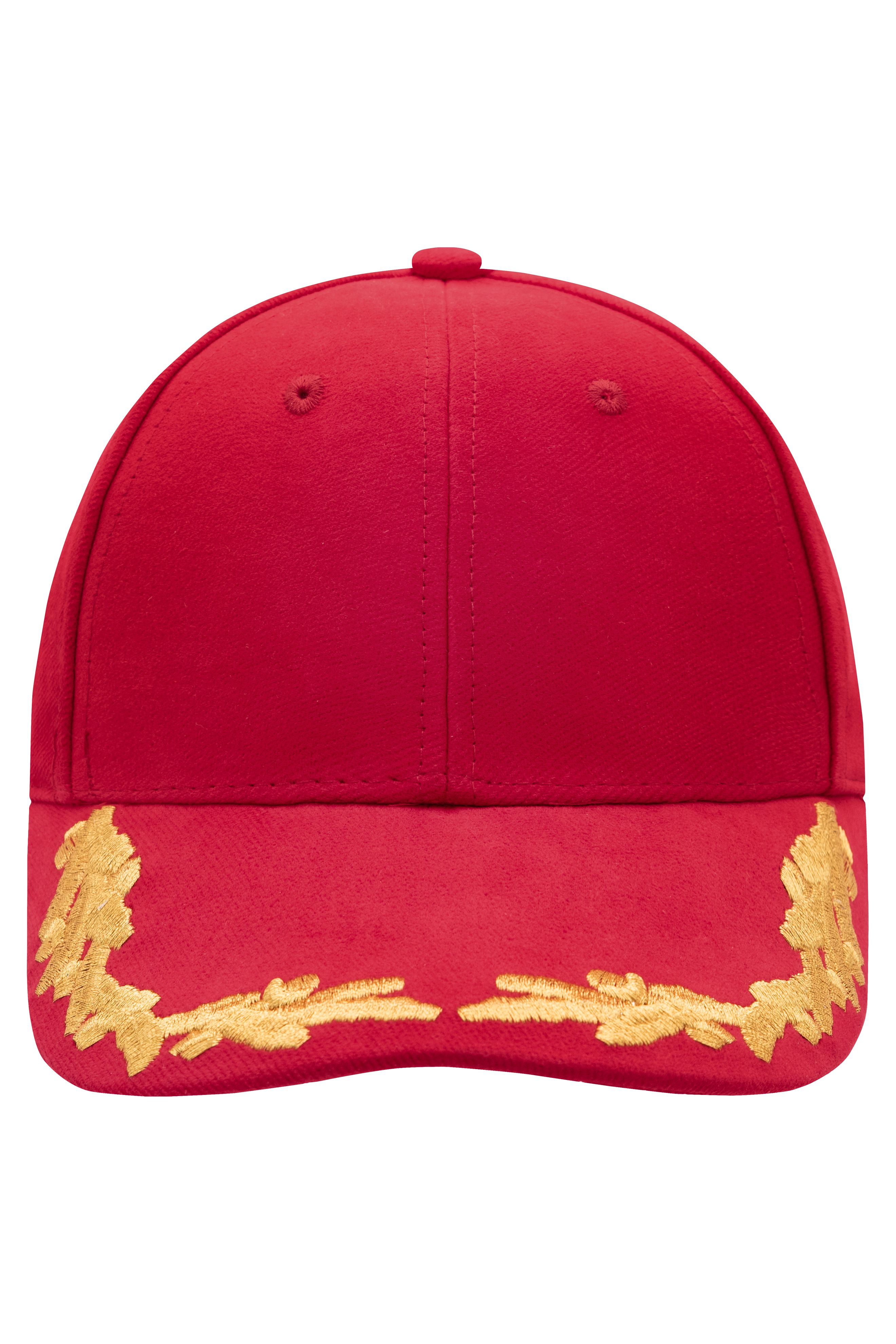 6 Panel VIP Cap MB6121 Extravagantes Cap mit Eichenlaub-Stickerei in Lurex auf dem Schild