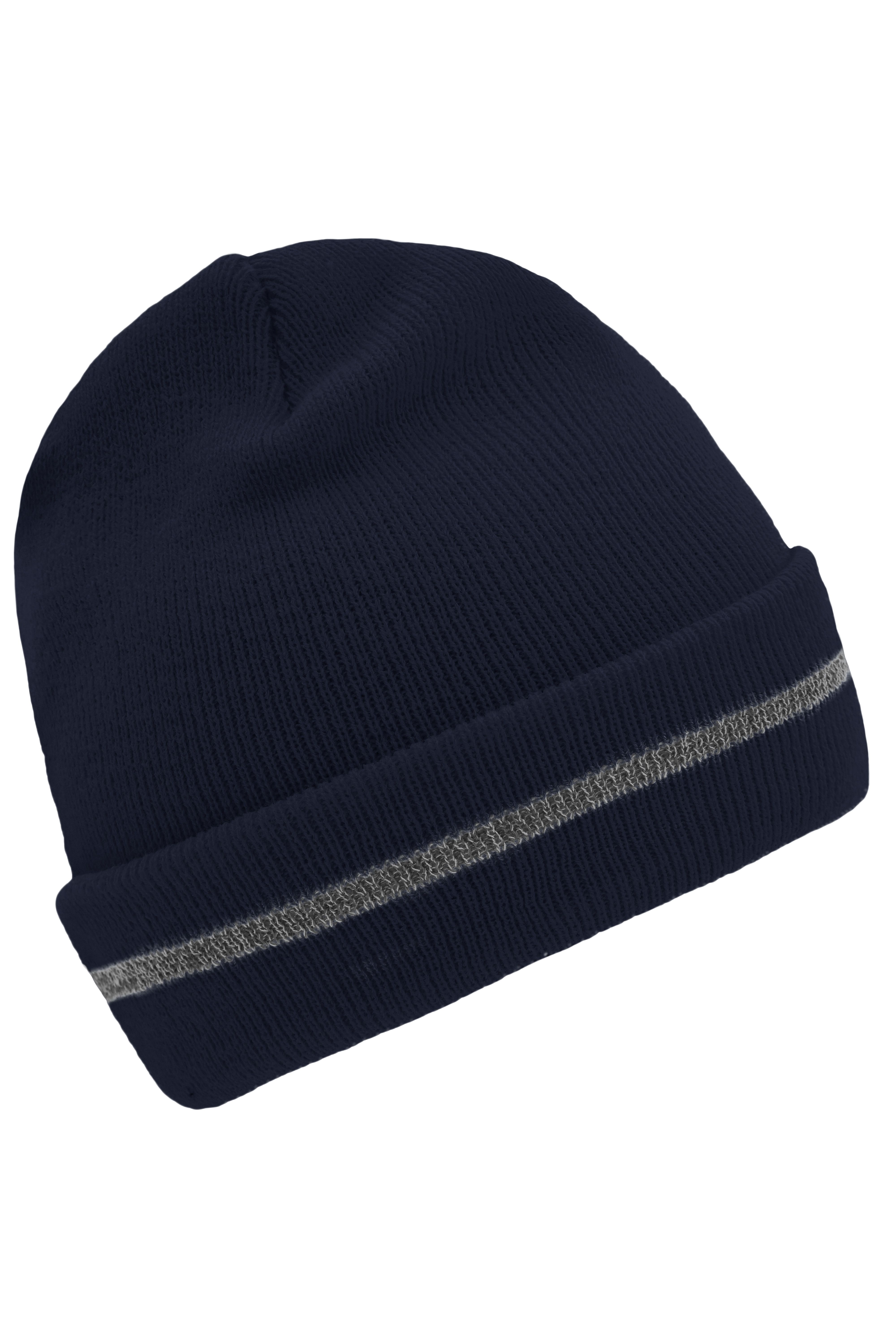 Reflective Beanie MB7141 Klassische Strickmütze mit einem reflektierenden Streifen im Umschlag ( ohne Schutzfunktion/ keine PSA )