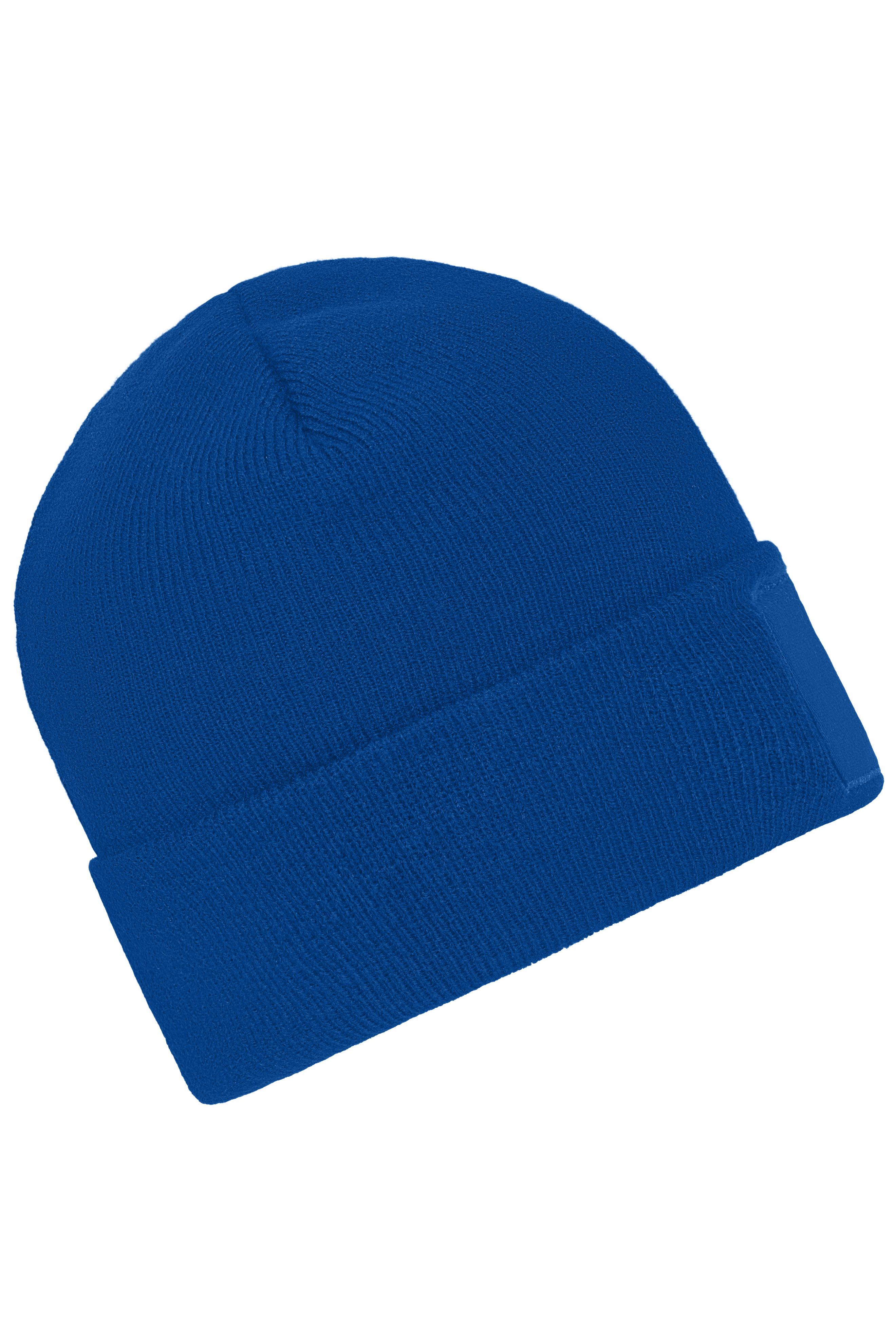 Knitted Beanie with Patch MB7403 Klassische Strickmütze mit Baumwoll-Patch